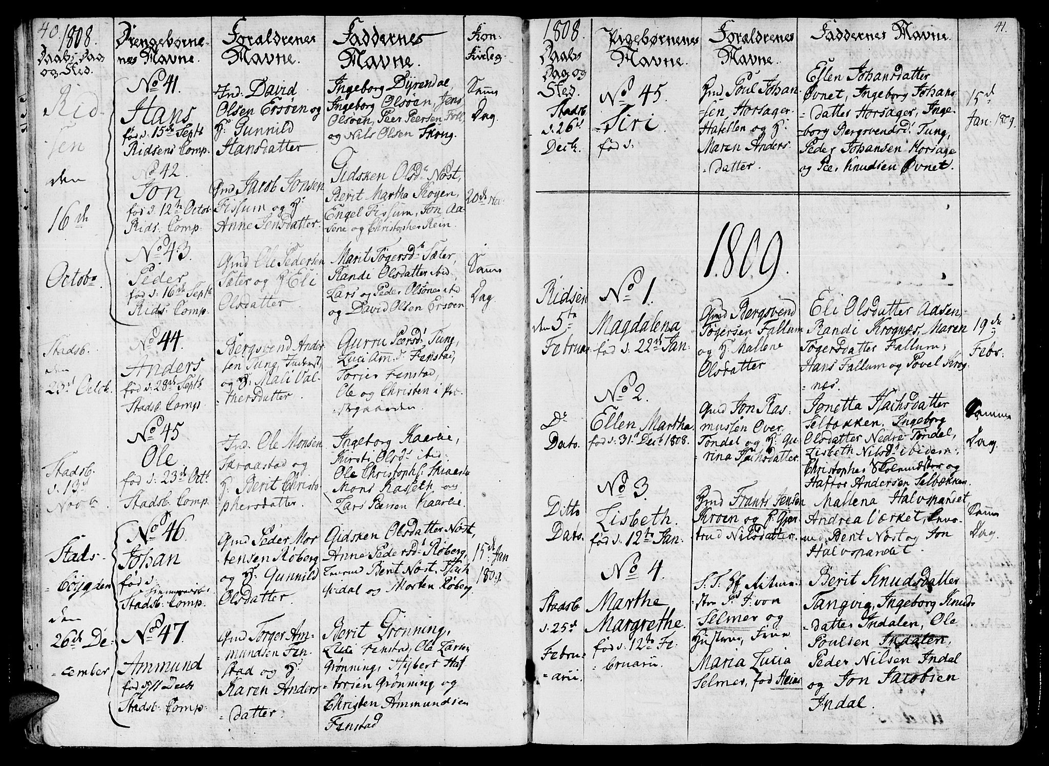 Ministerialprotokoller, klokkerbøker og fødselsregistre - Sør-Trøndelag, SAT/A-1456/646/L0607: Parish register (official) no. 646A05, 1806-1815, p. 40-41