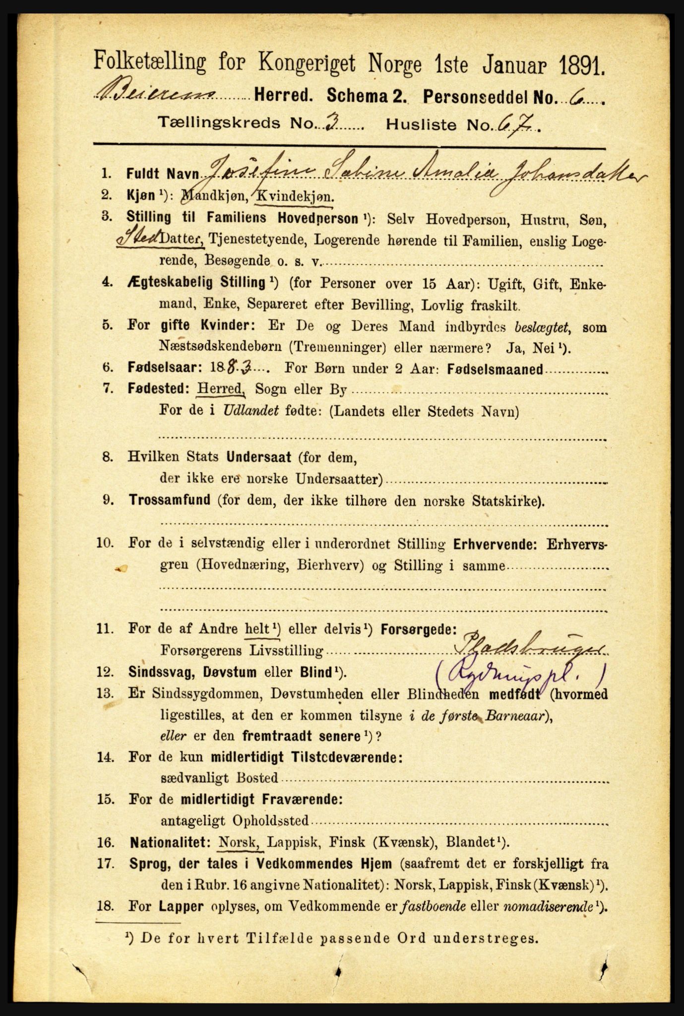 RA, 1891 census for 1839 Beiarn, 1891, p. 1437