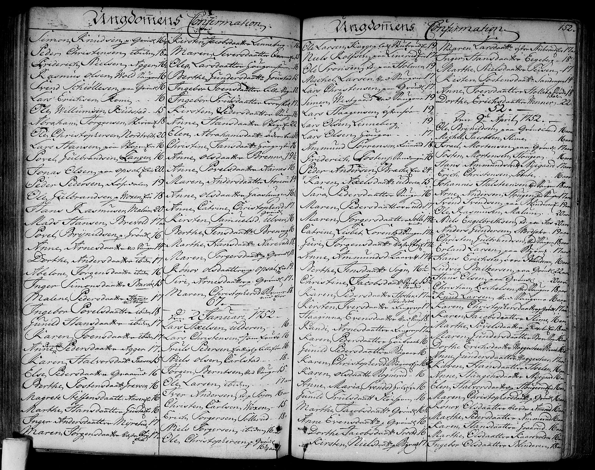 Aker prestekontor kirkebøker, SAO/A-10861/F/L0008: Parish register (official) no. 8, 1749-1765, p. 152