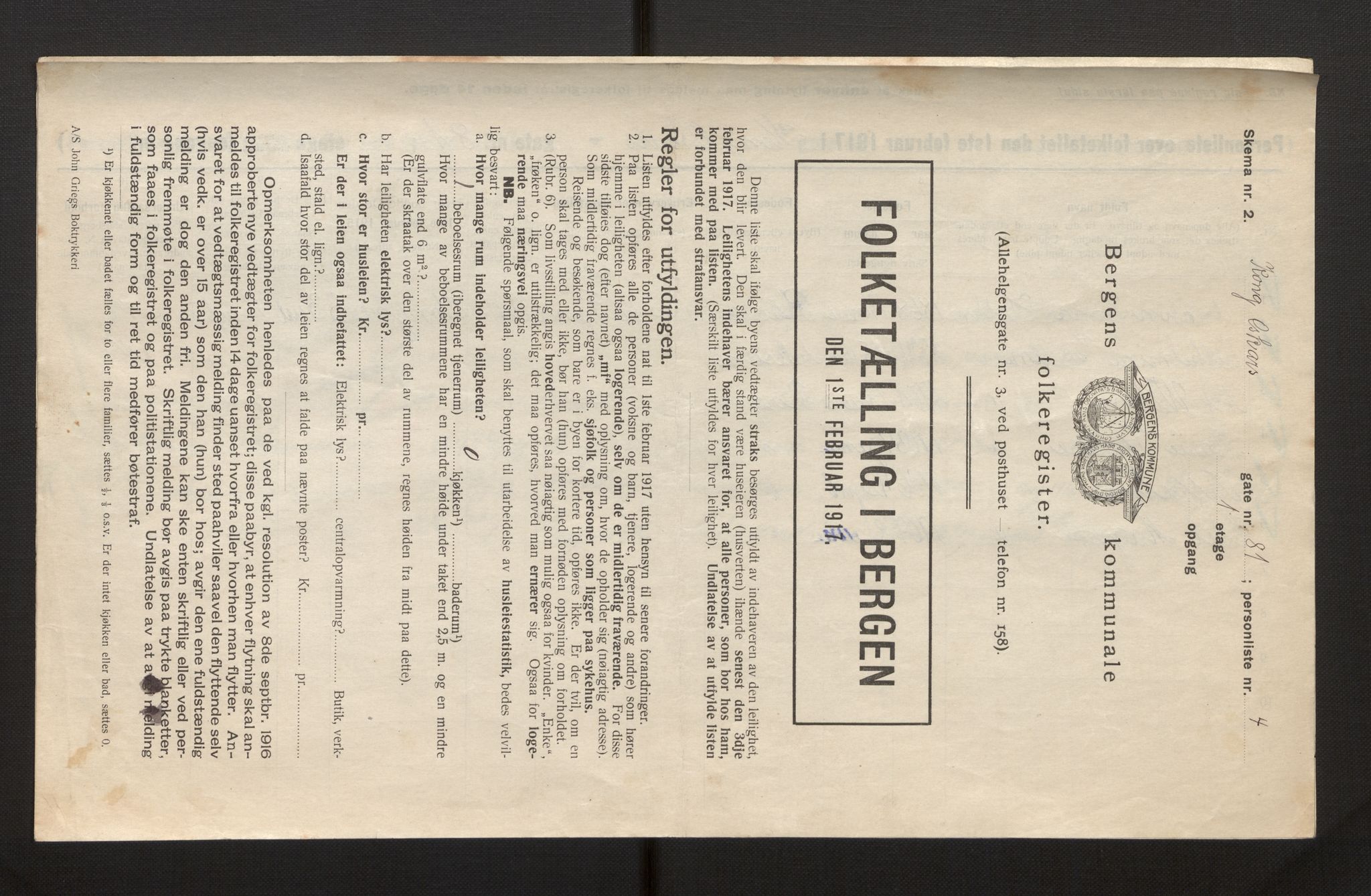 SAB, Municipal Census 1917 for Bergen, 1917, p. 19397