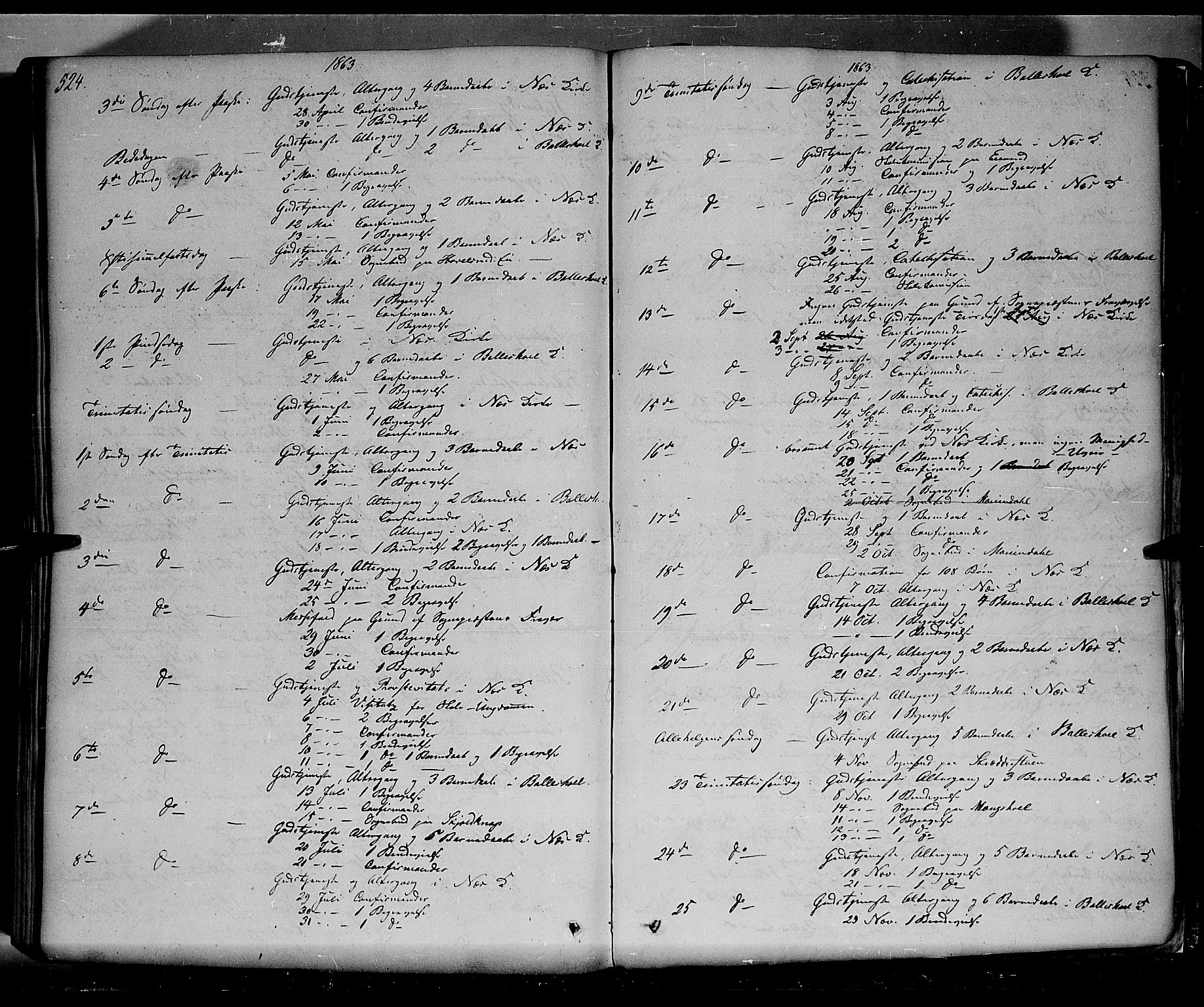 Nes prestekontor, Hedmark, SAH/PREST-020/K/Ka/L0004: Parish register (official) no. 4, 1852-1886, p. 524
