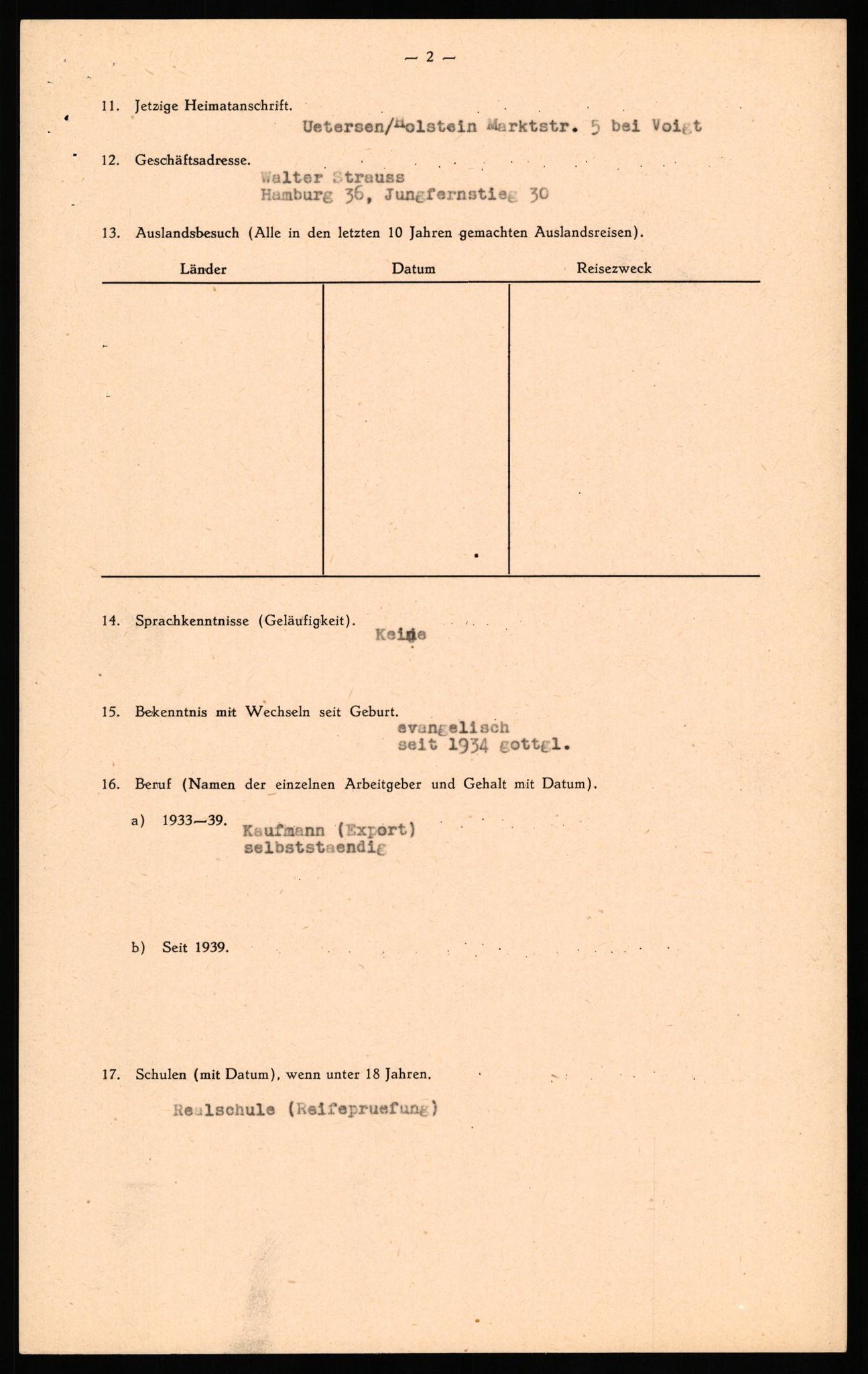 Forsvaret, Forsvarets overkommando II, RA/RAFA-3915/D/Db/L0033: CI Questionaires. Tyske okkupasjonsstyrker i Norge. Tyskere., 1945-1946, p. 205