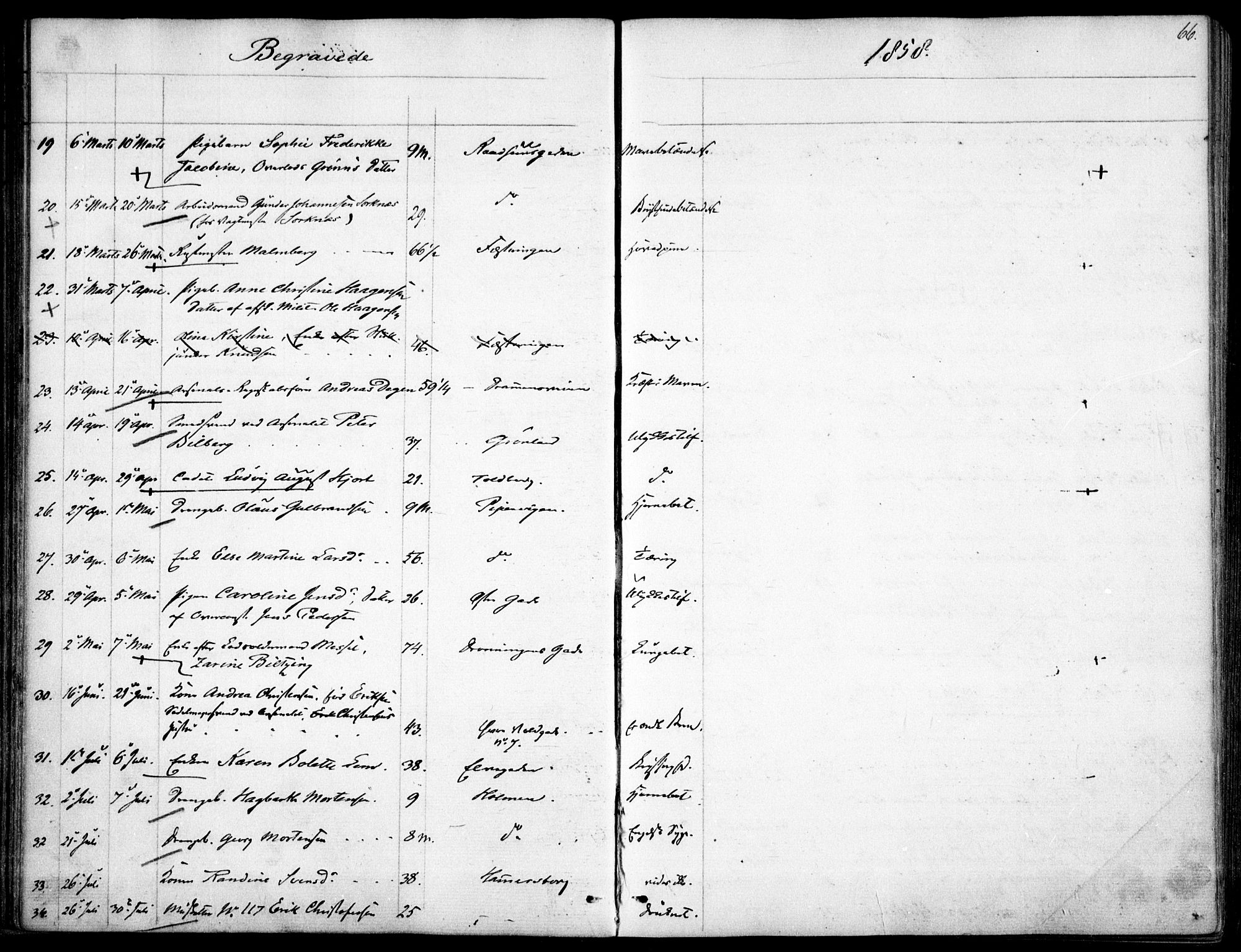 Garnisonsmenigheten Kirkebøker, SAO/A-10846/F/Fa/L0009: Parish register (official) no. 9, 1842-1859, p. 66