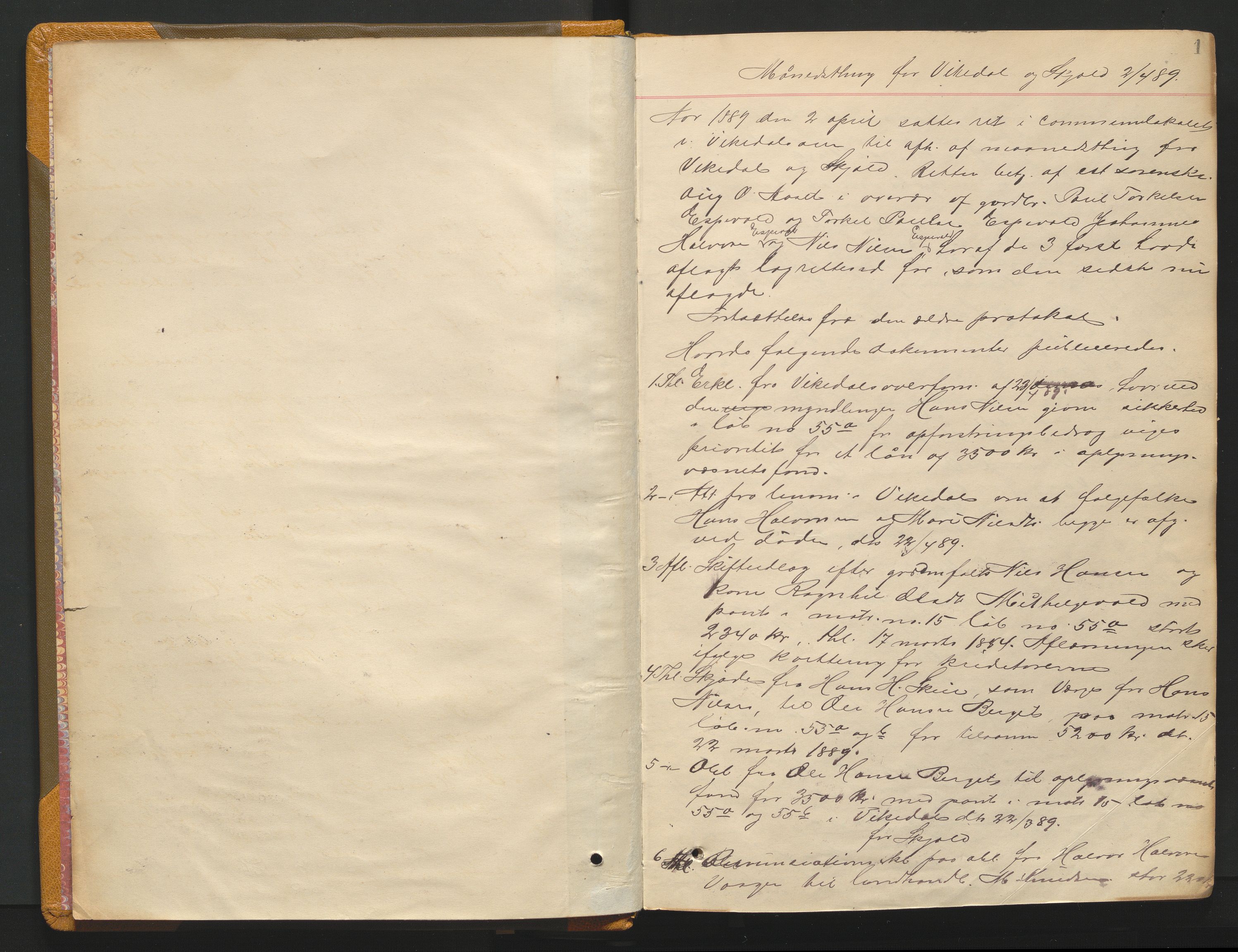 Ryfylke tingrett, AV/SAST-A-100055/001/I/IB/IB0/L0015: Tingbok, Ryfylke, 1889-1891, p. 1