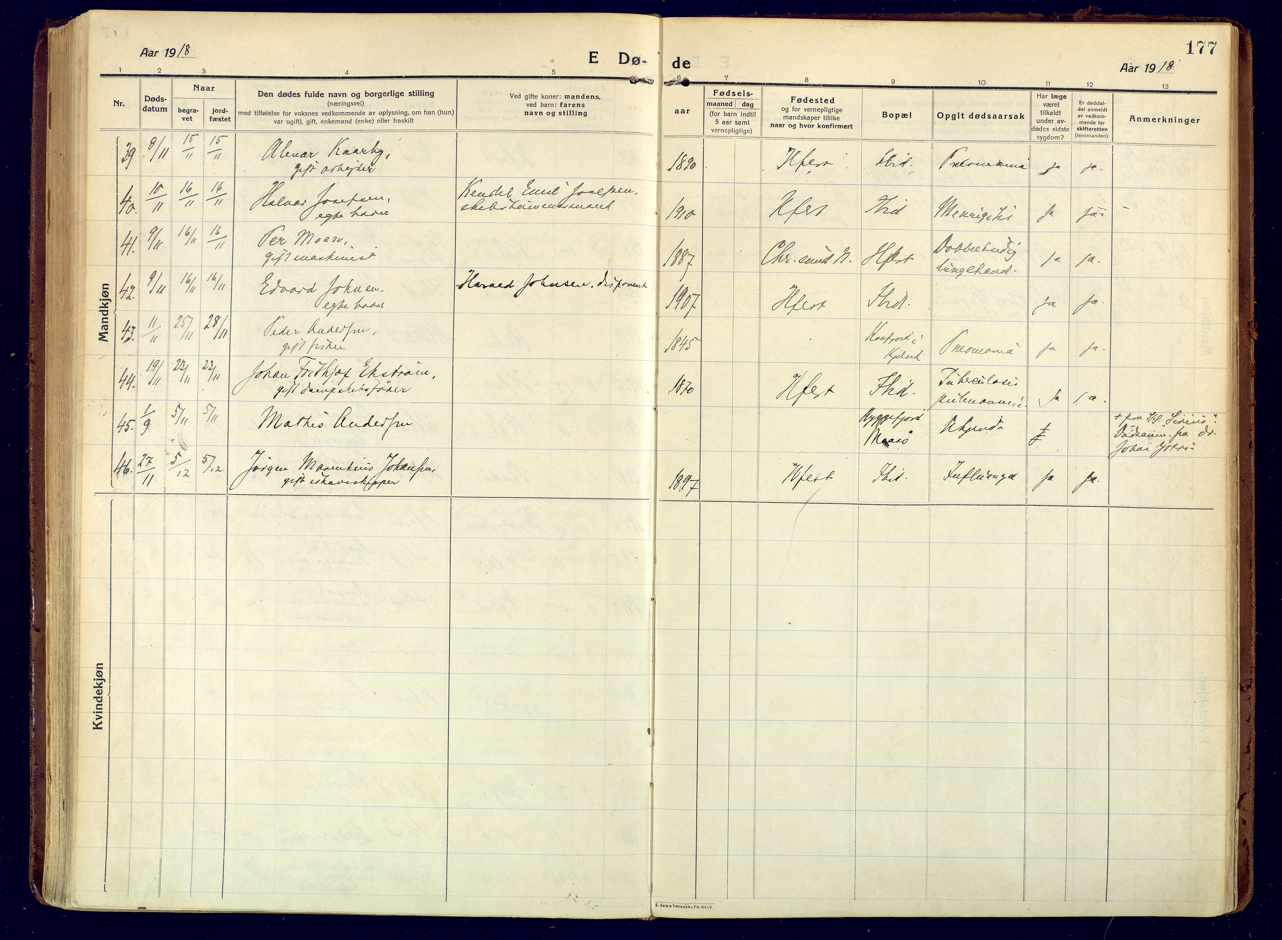 Hammerfest sokneprestkontor, SATØ/S-1347/H/Ha/L0015.kirke: Parish register (official) no. 15, 1916-1923, p. 177