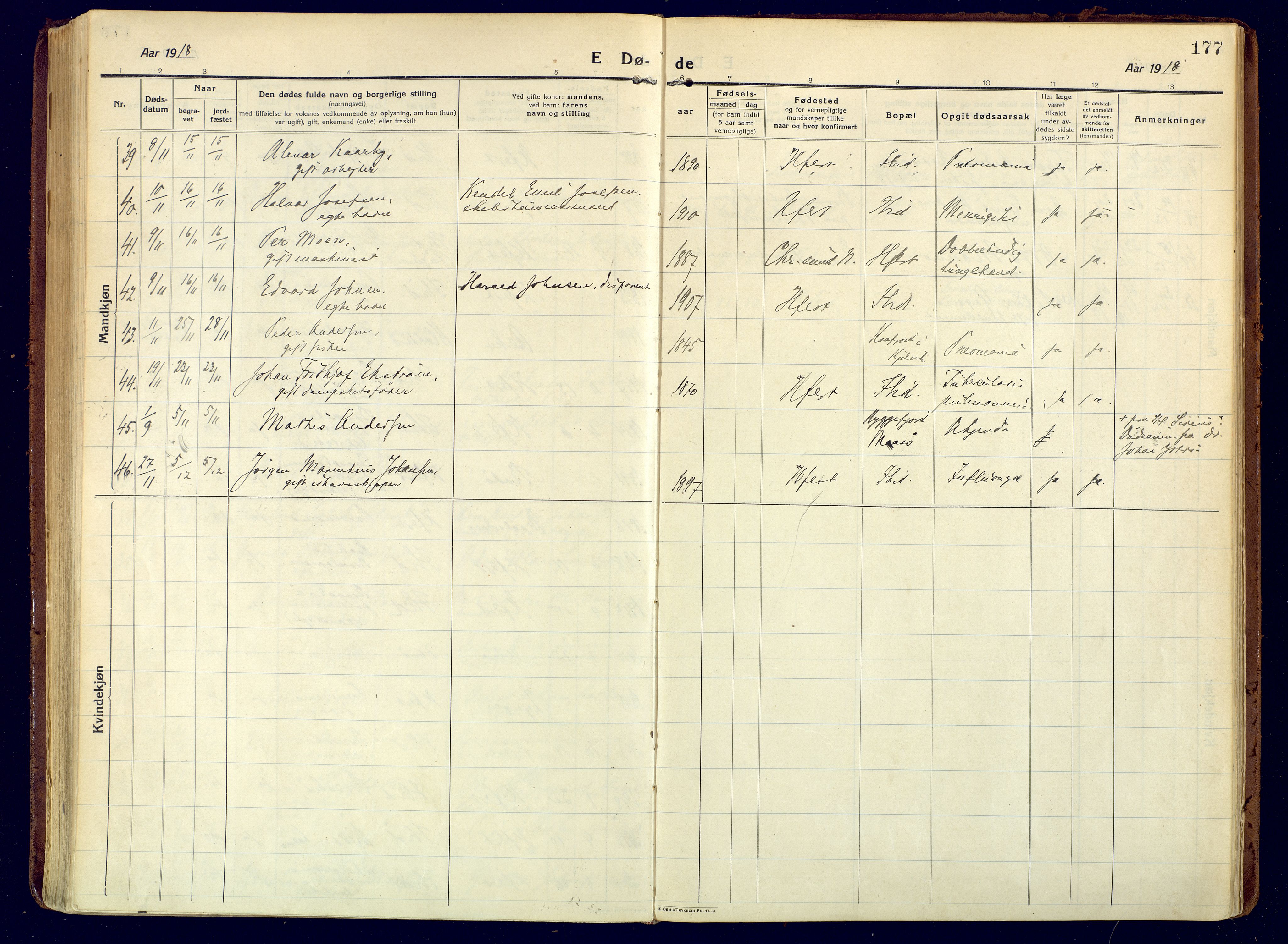 Hammerfest sokneprestkontor, AV/SATØ-S-1347/H/Ha/L0015.kirke: Parish register (official) no. 15, 1916-1923, p. 177