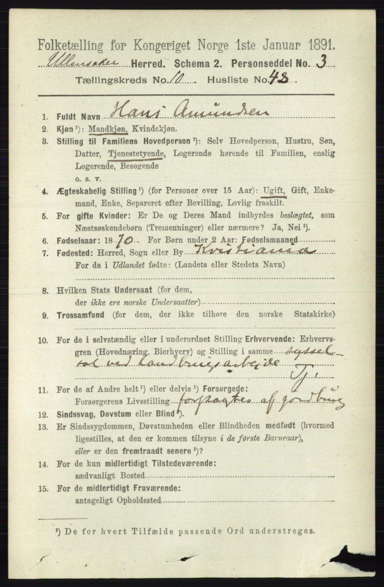 RA, 1891 census for 0235 Ullensaker, 1891, p. 4806