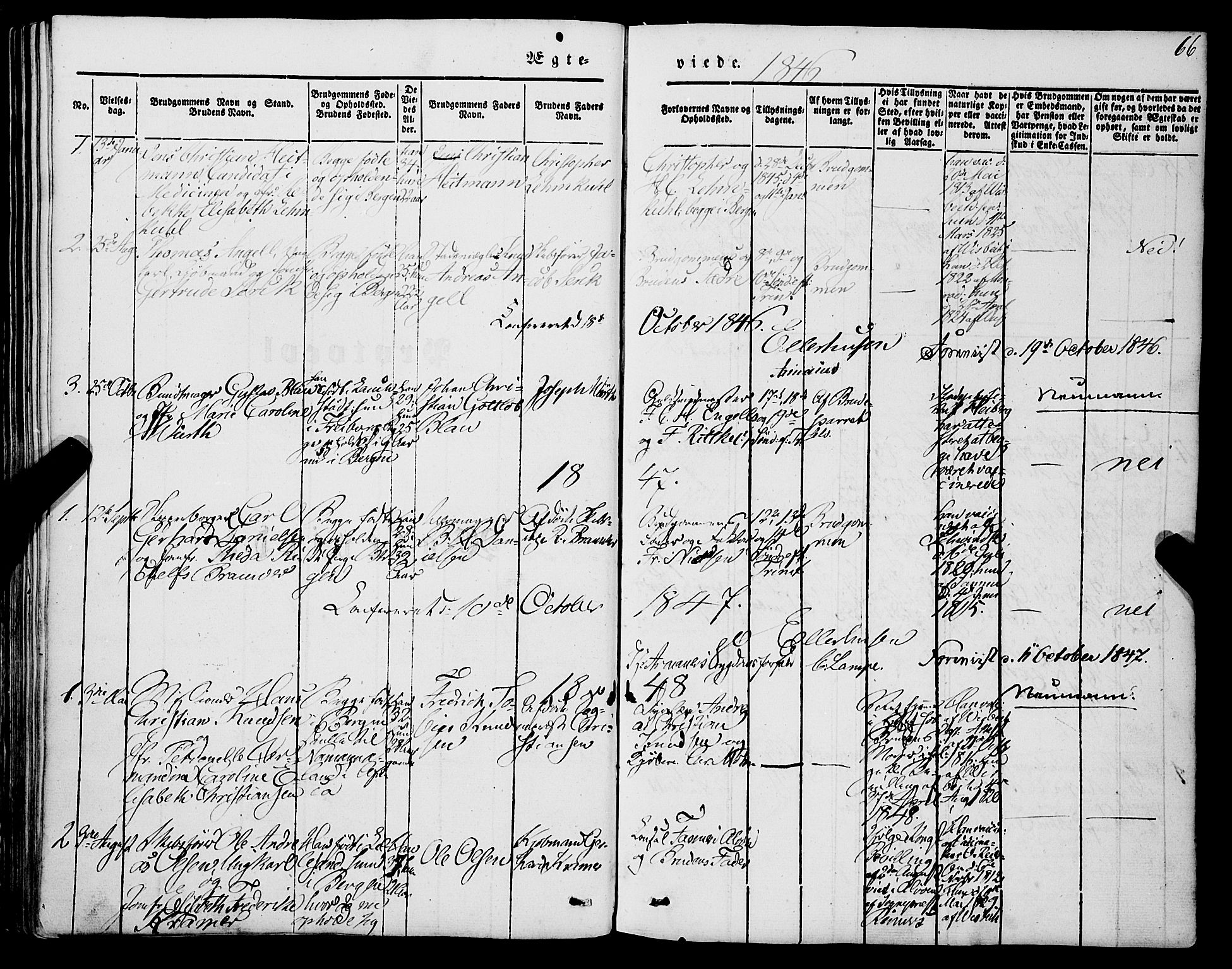 Mariakirken Sokneprestembete, SAB/A-76901/H/Haa/L0006: Parish register (official) no. A 6, 1846-1877, p. 66