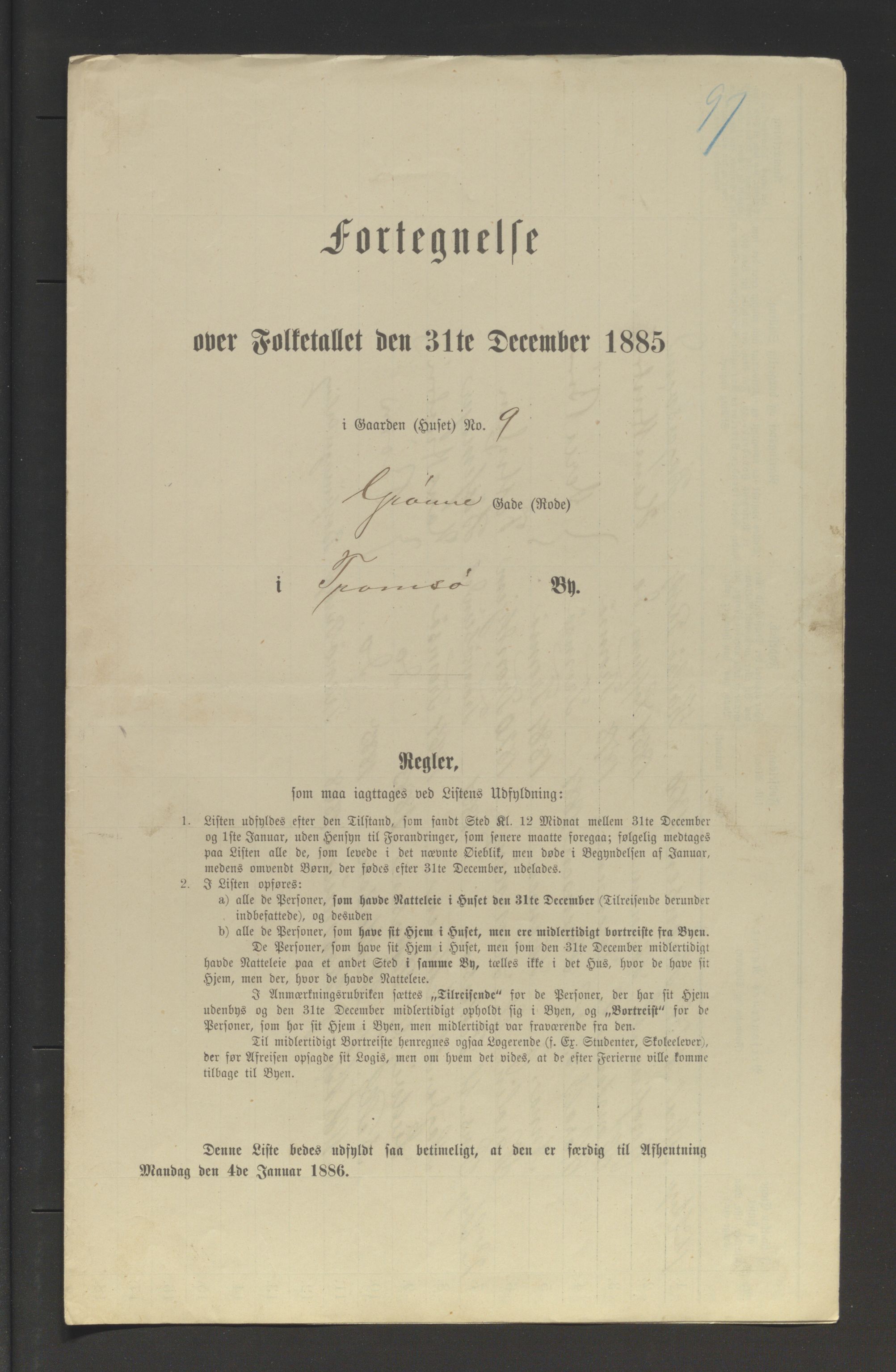 SATØ, 1885 census for 1902 Tromsø, 1885, p. 97a