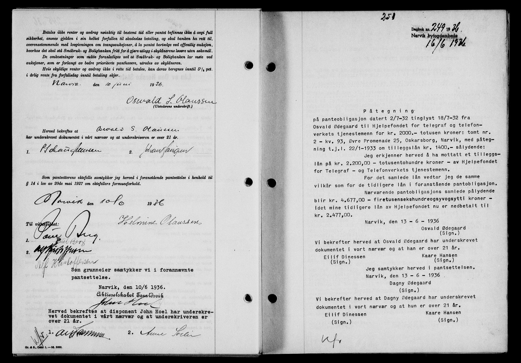 Narvik sorenskriveri, SAT/A-0002/1/2/2C/2Ca/L0011: Mortgage book no. 14, 1935-1937, Deed date: 16.06.1936