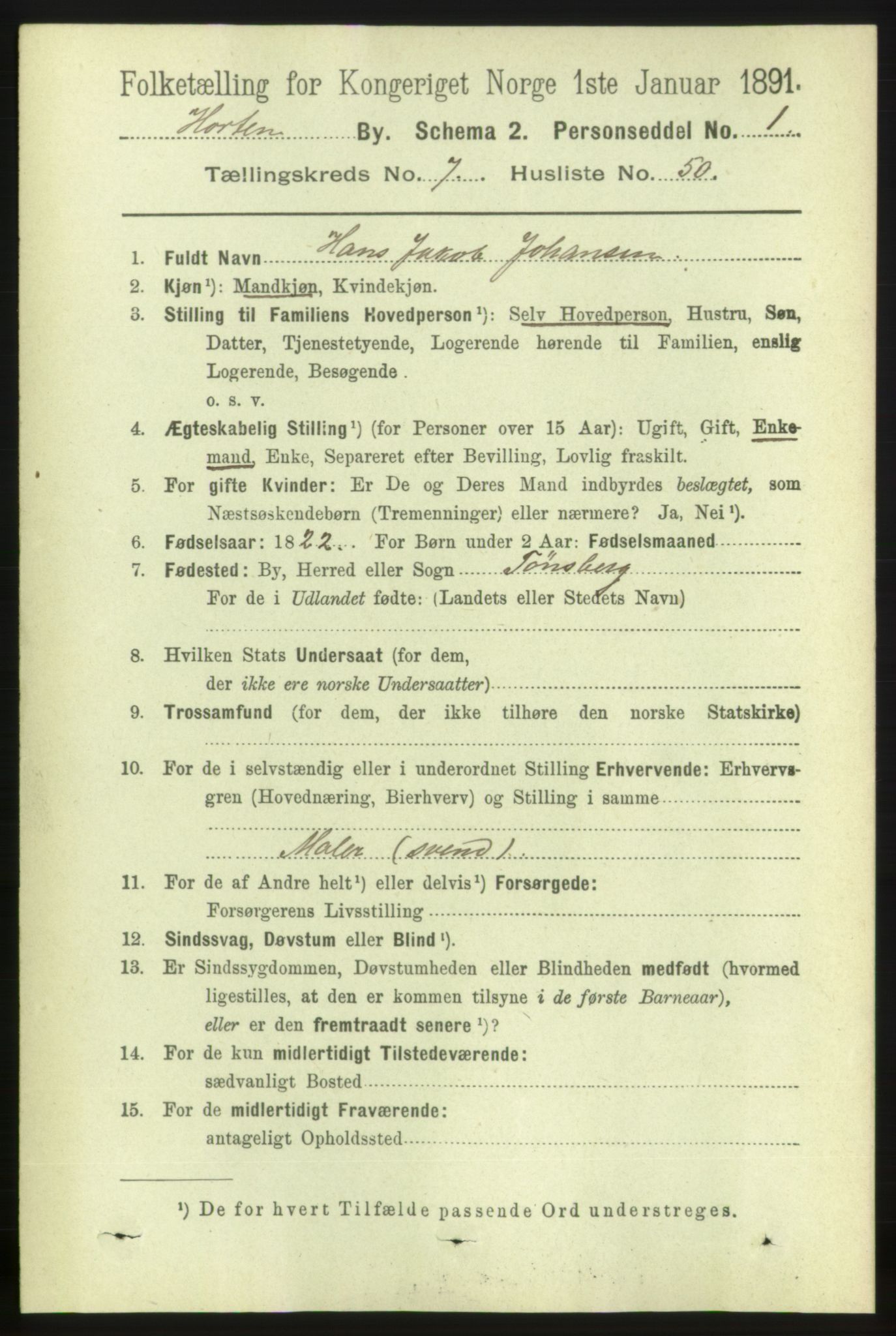 RA, 1891 census for 0703 Horten, 1891, p. 4835