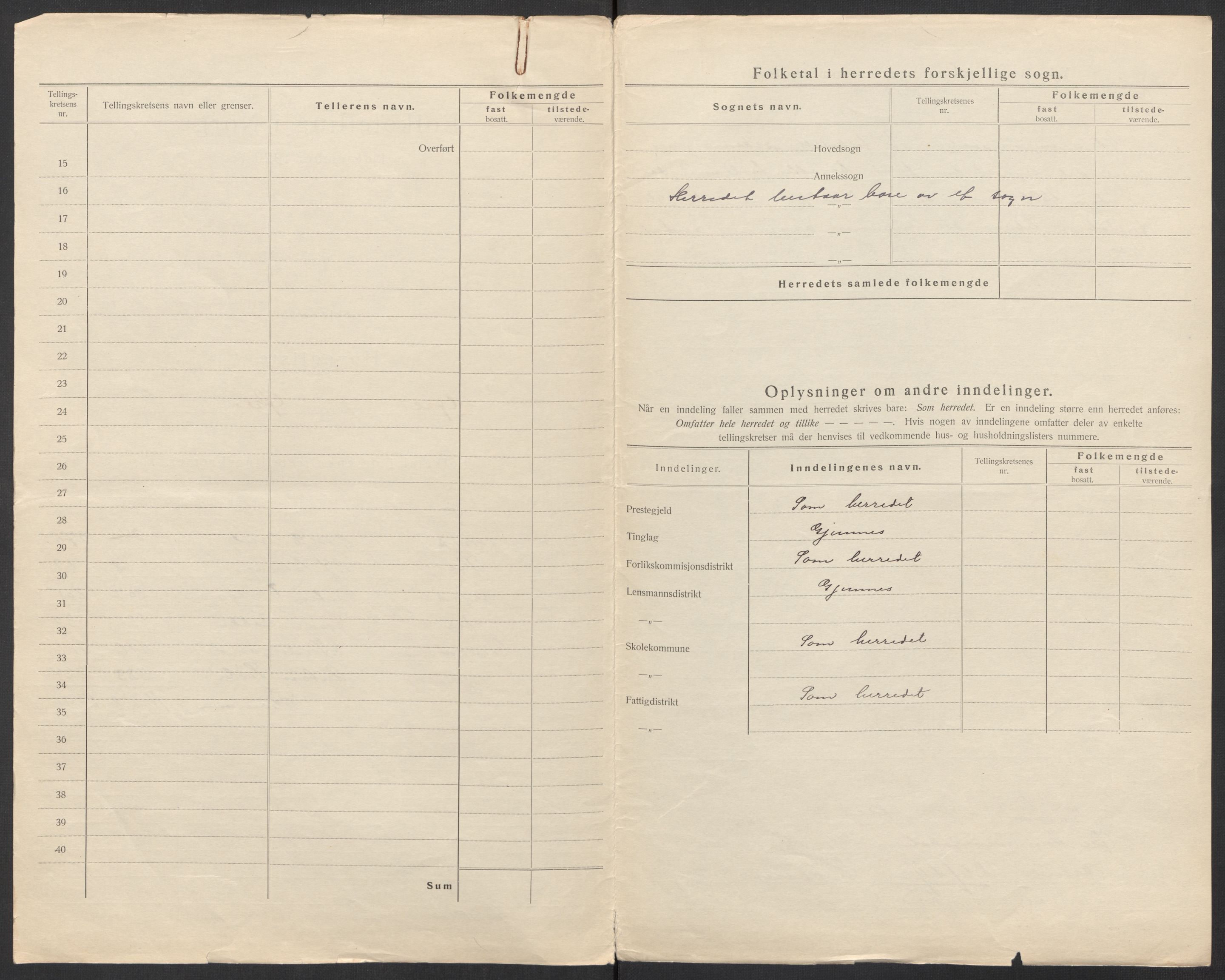 SAT, 1920 census for Øre, 1920, p. 5