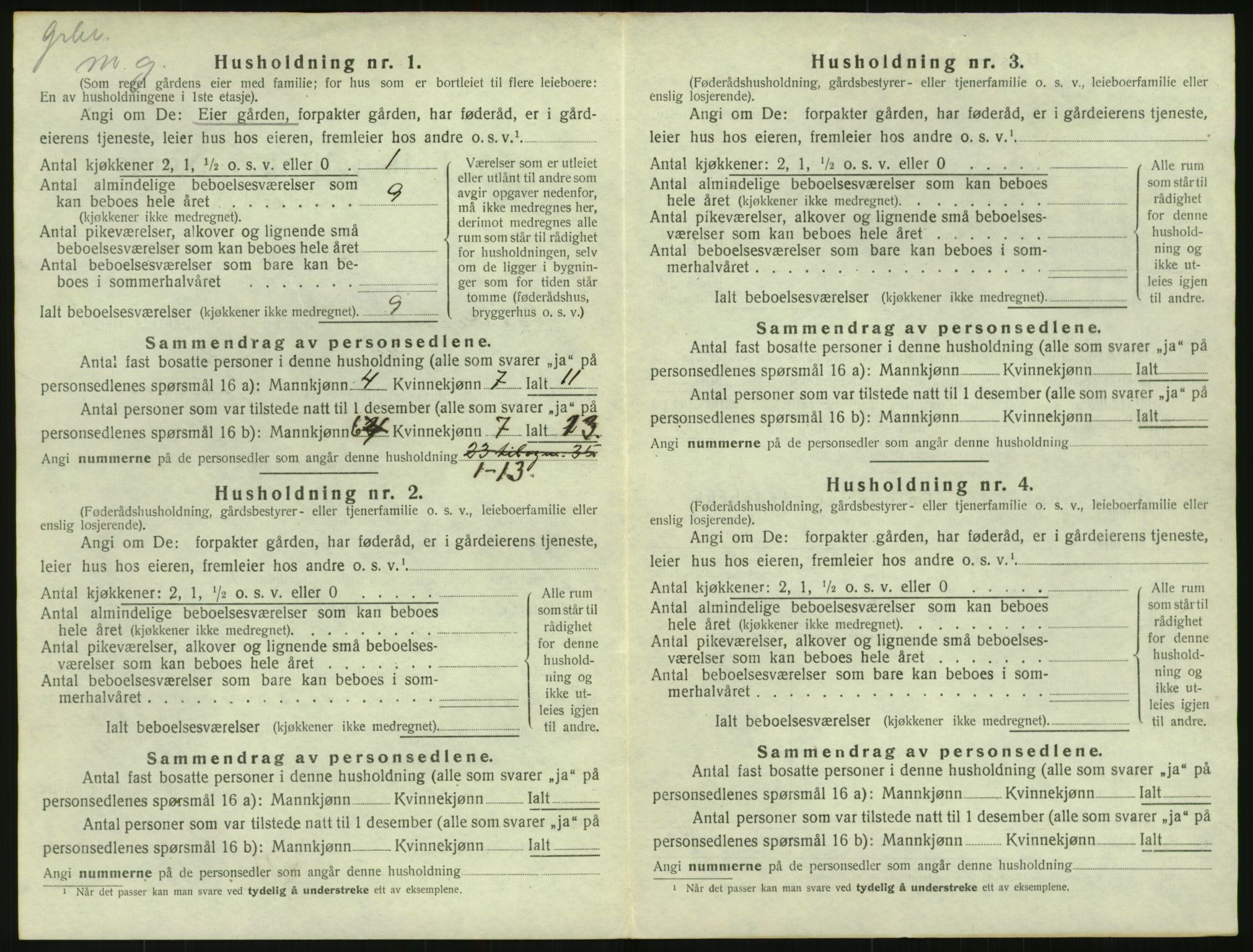 SAK, 1920 census for Herefoss, 1920, p. 37