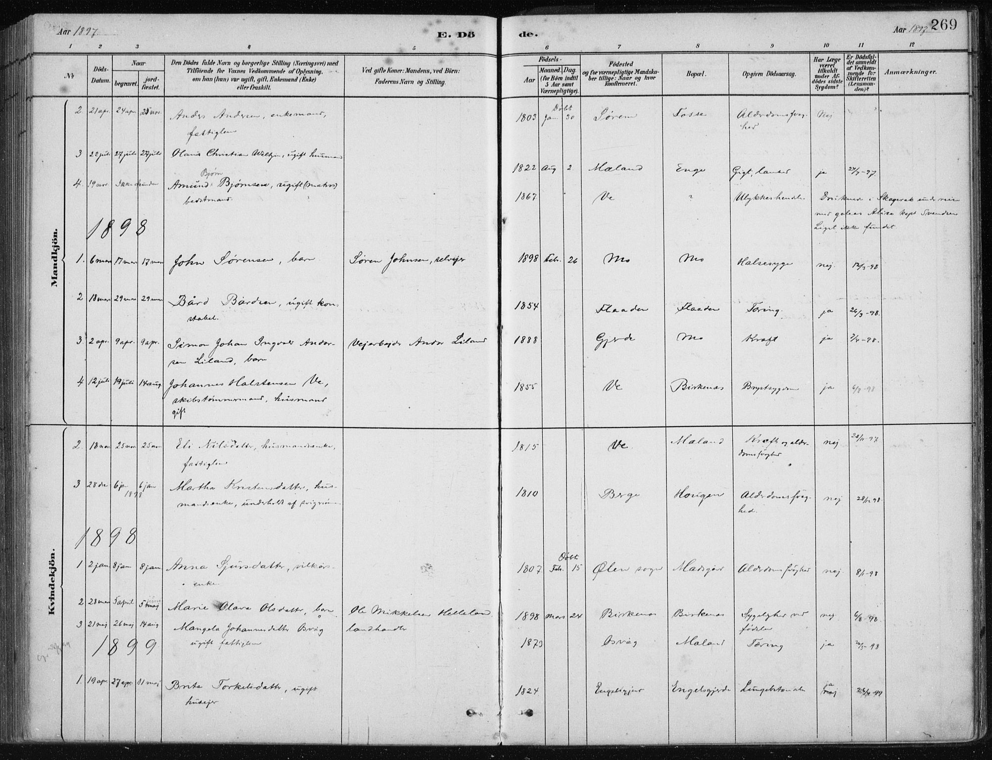 Etne sokneprestembete, SAB/A-75001/H/Haa: Parish register (official) no. C  1, 1879-1919, p. 269
