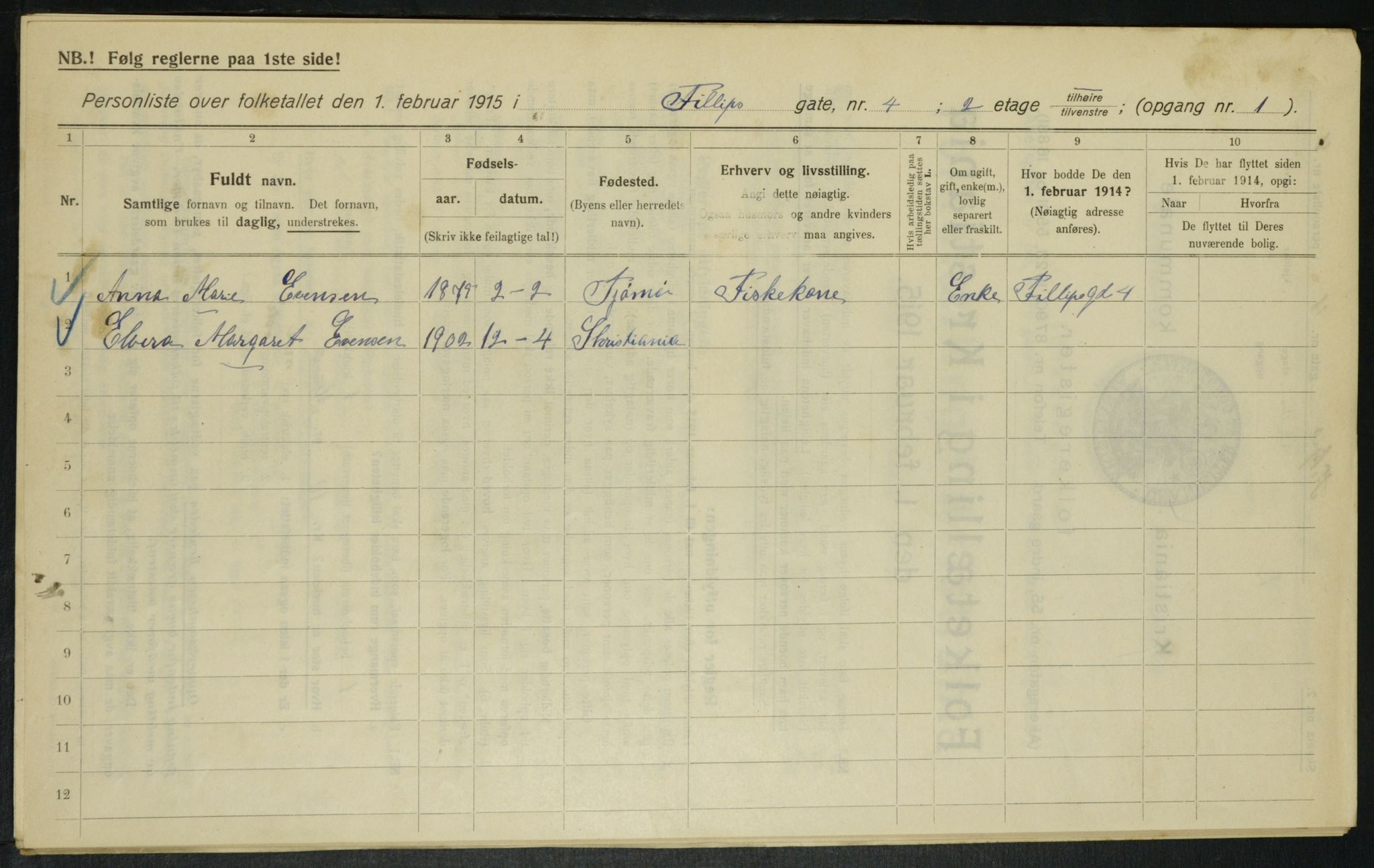 OBA, Municipal Census 1915 for Kristiania, 1915, p. 23782