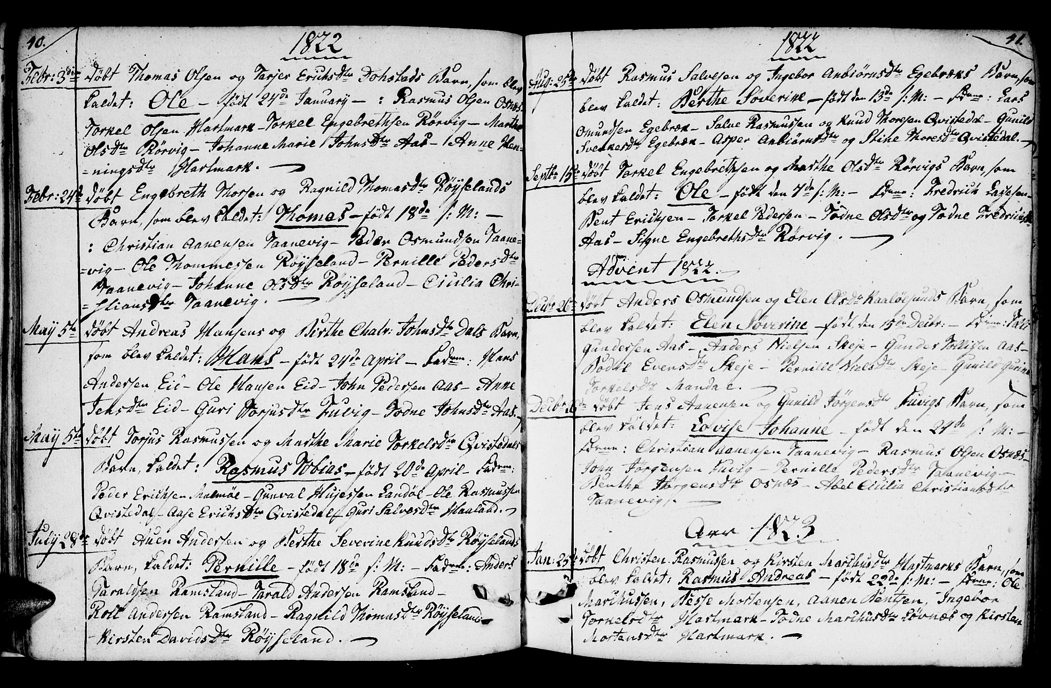 Mandal sokneprestkontor, SAK/1111-0030/F/Fb/Fbb/L0001: Parish register (copy) no. B 1, 1802-1846, p. 40-41