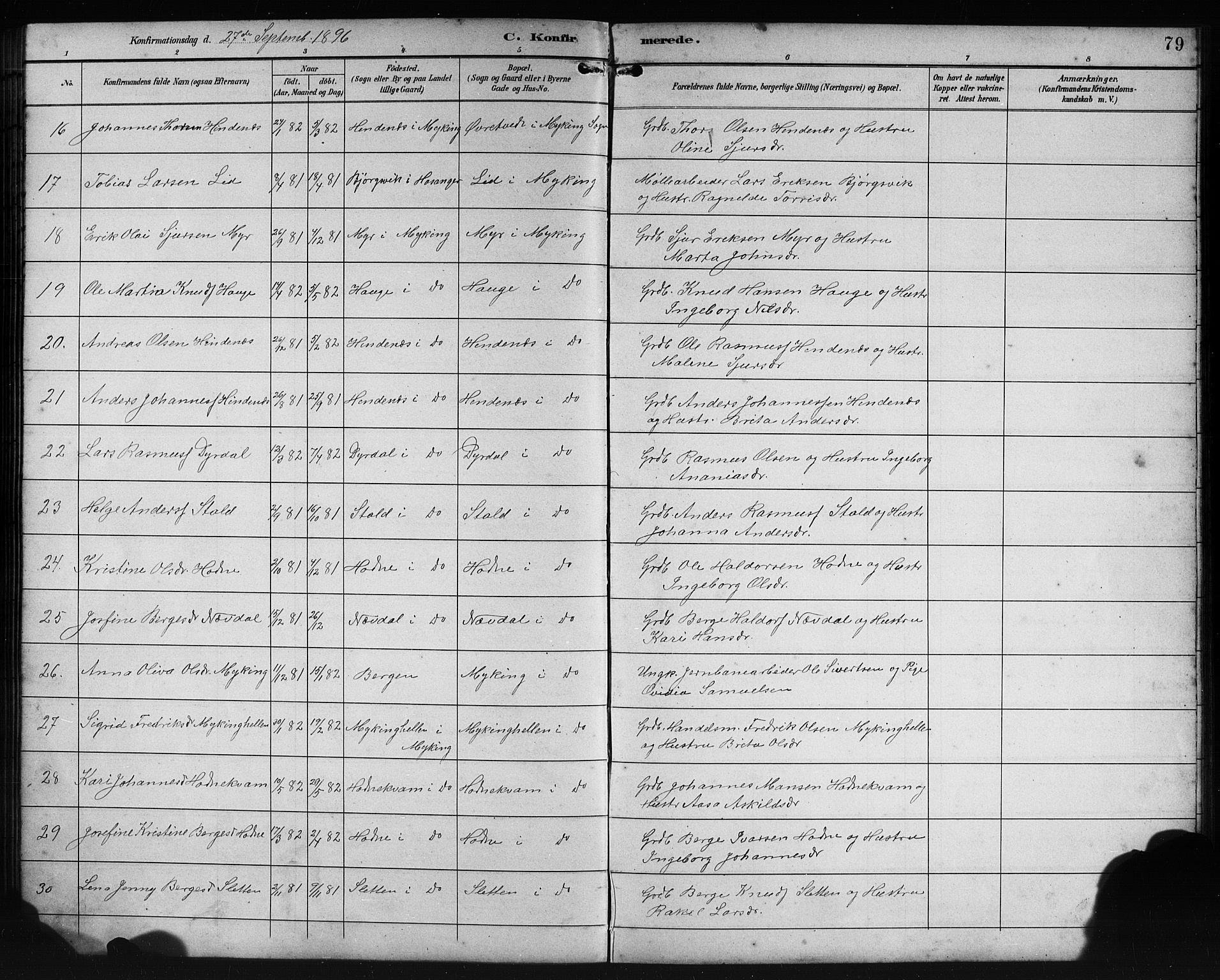 Lindås Sokneprestembete, SAB/A-76701/H/Hab: Parish register (copy) no. E 3, 1892-1905, p. 79
