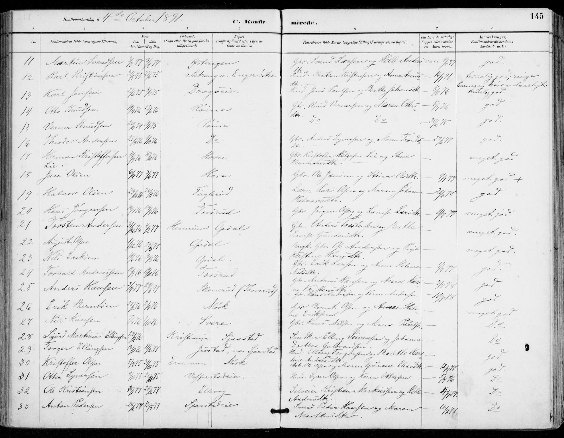 Sylling kirkebøker, AV/SAKO-A-247/F/Fa/L0001: Parish register (official) no. 1, 1883-1910, p. 145