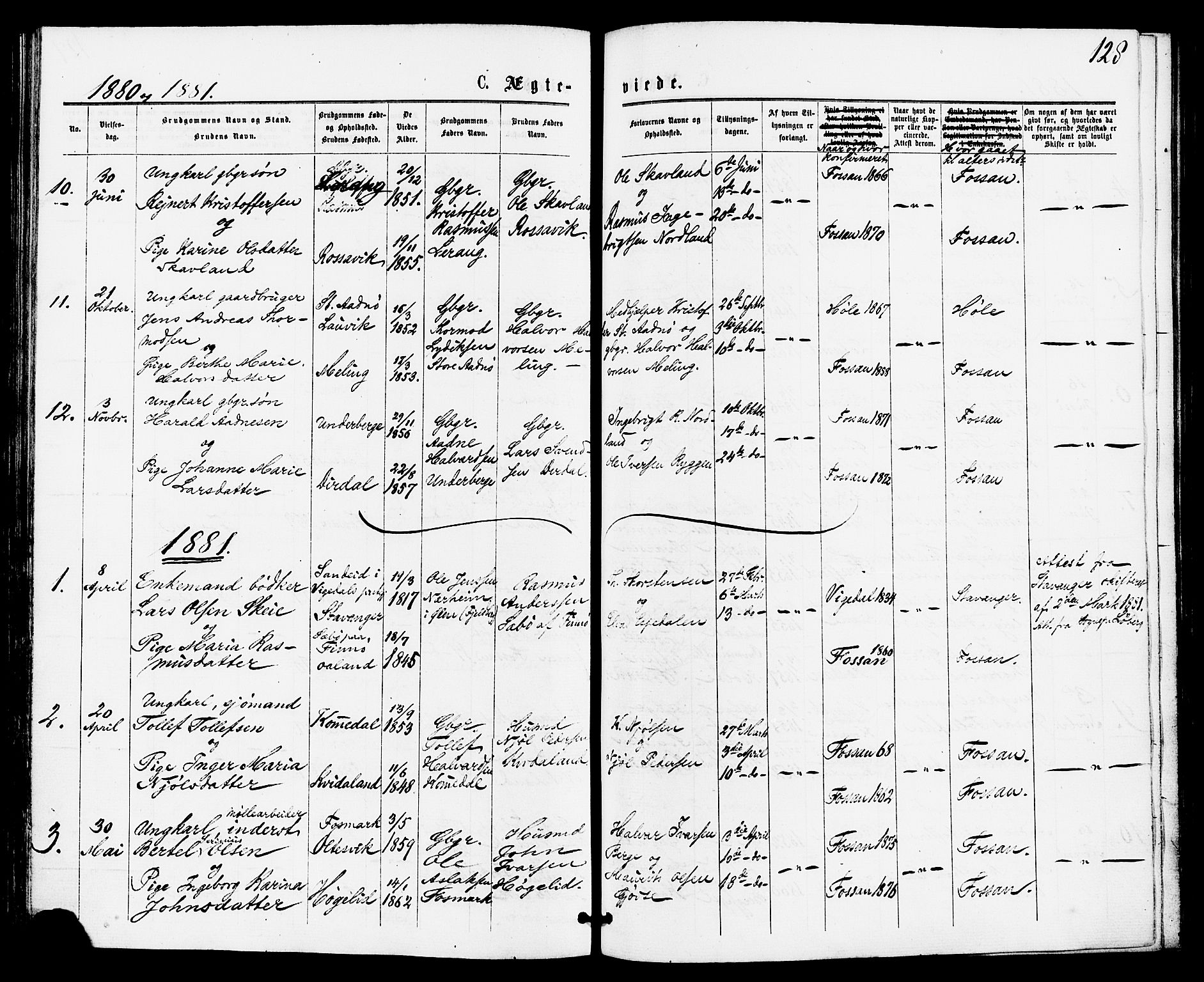 Høgsfjord sokneprestkontor, SAST/A-101624/H/Ha/Haa/L0004: Parish register (official) no. A 4, 1876-1884, p. 128
