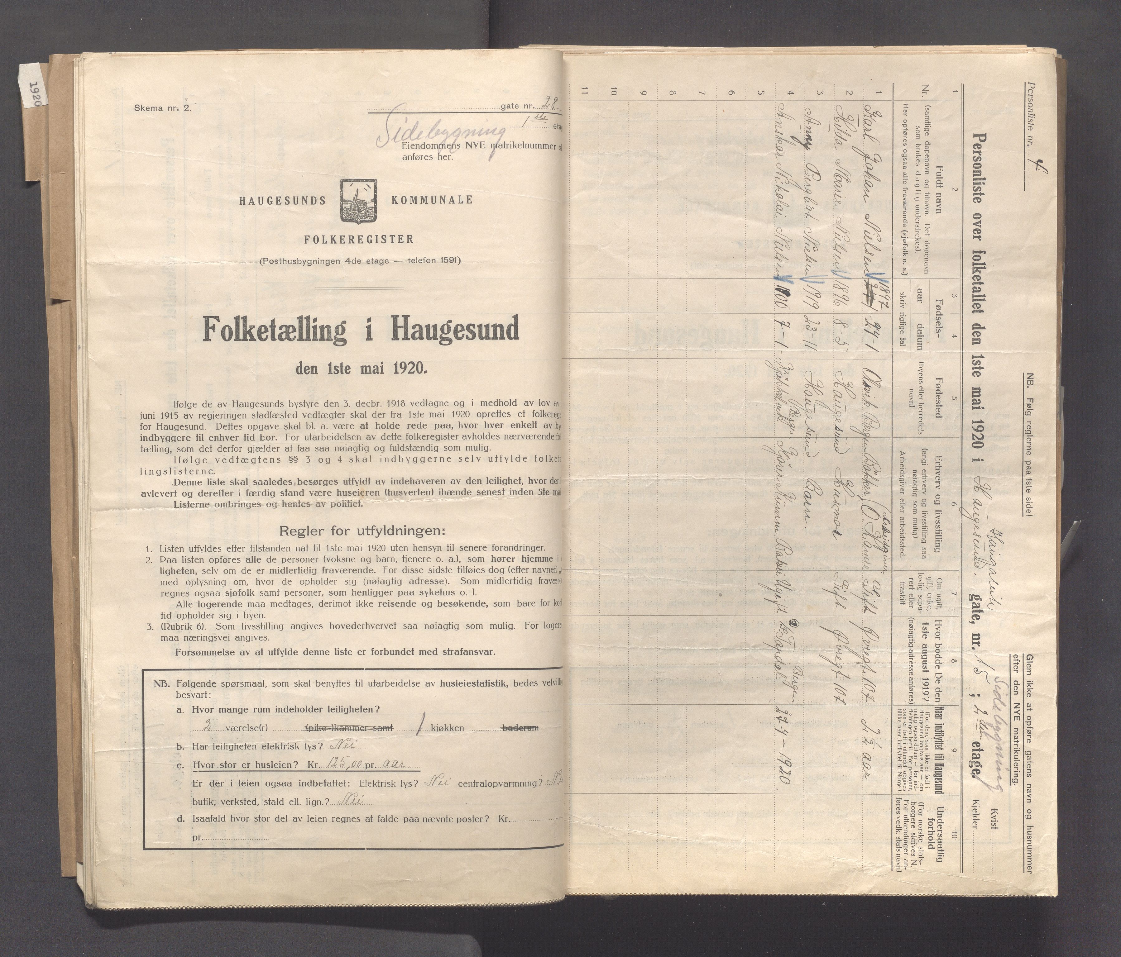 IKAR, Local census 1.5.1920 for Haugesund, 1920, p. 1148