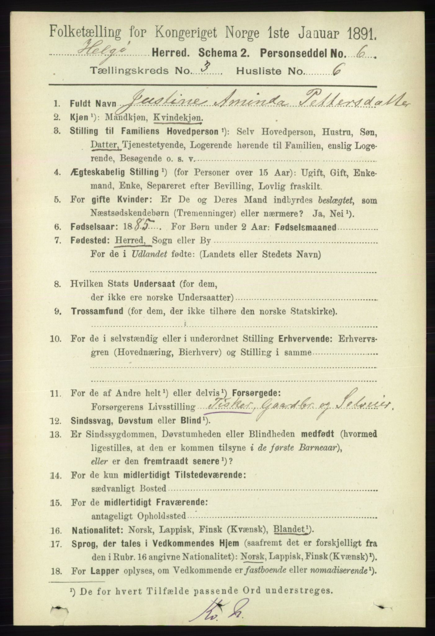 RA, 1891 census for 1935 Helgøy, 1891, p. 777