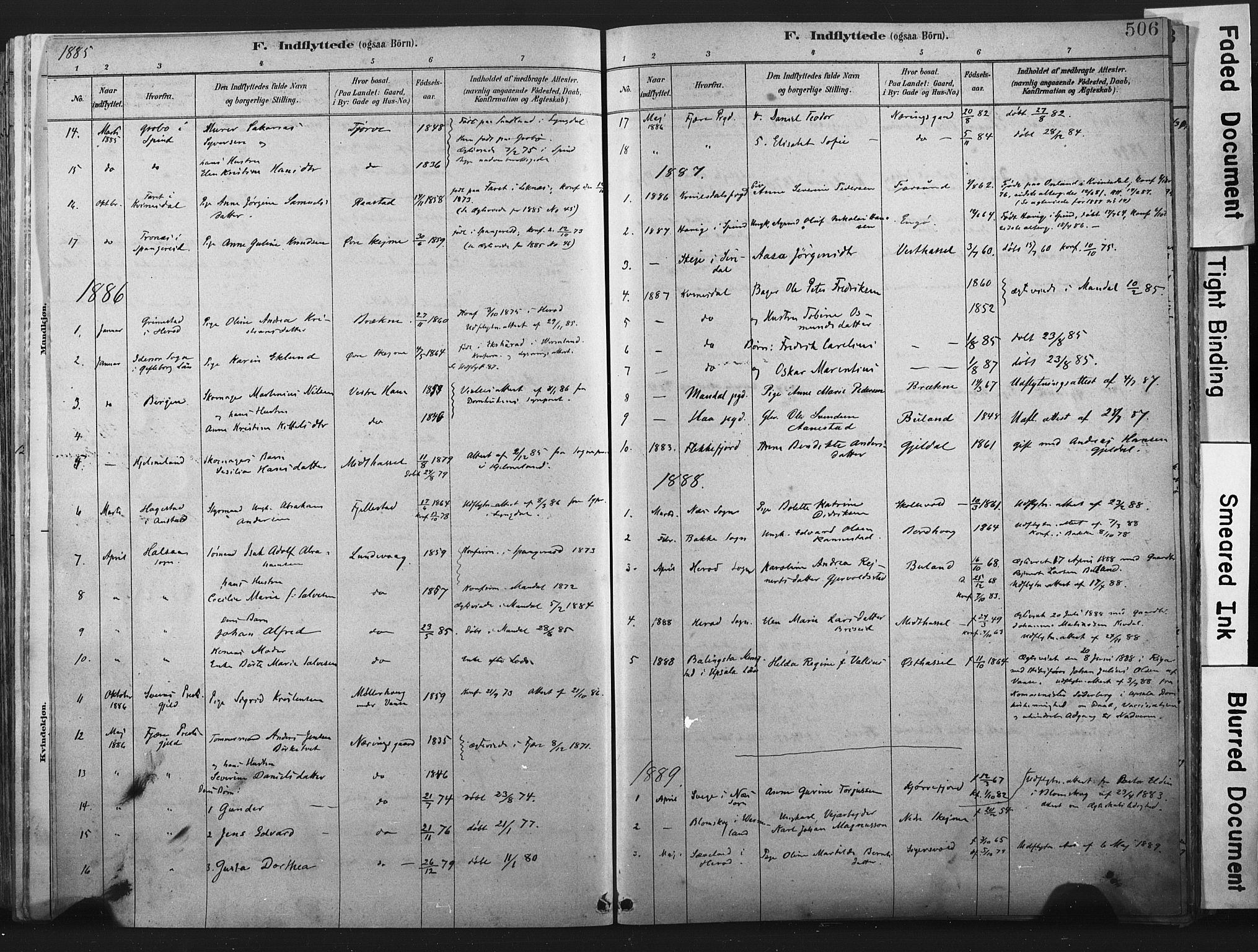 Lista sokneprestkontor, AV/SAK-1111-0027/F/Fa/L0012: Parish register (official) no. A 12, 1879-1903, p. 506