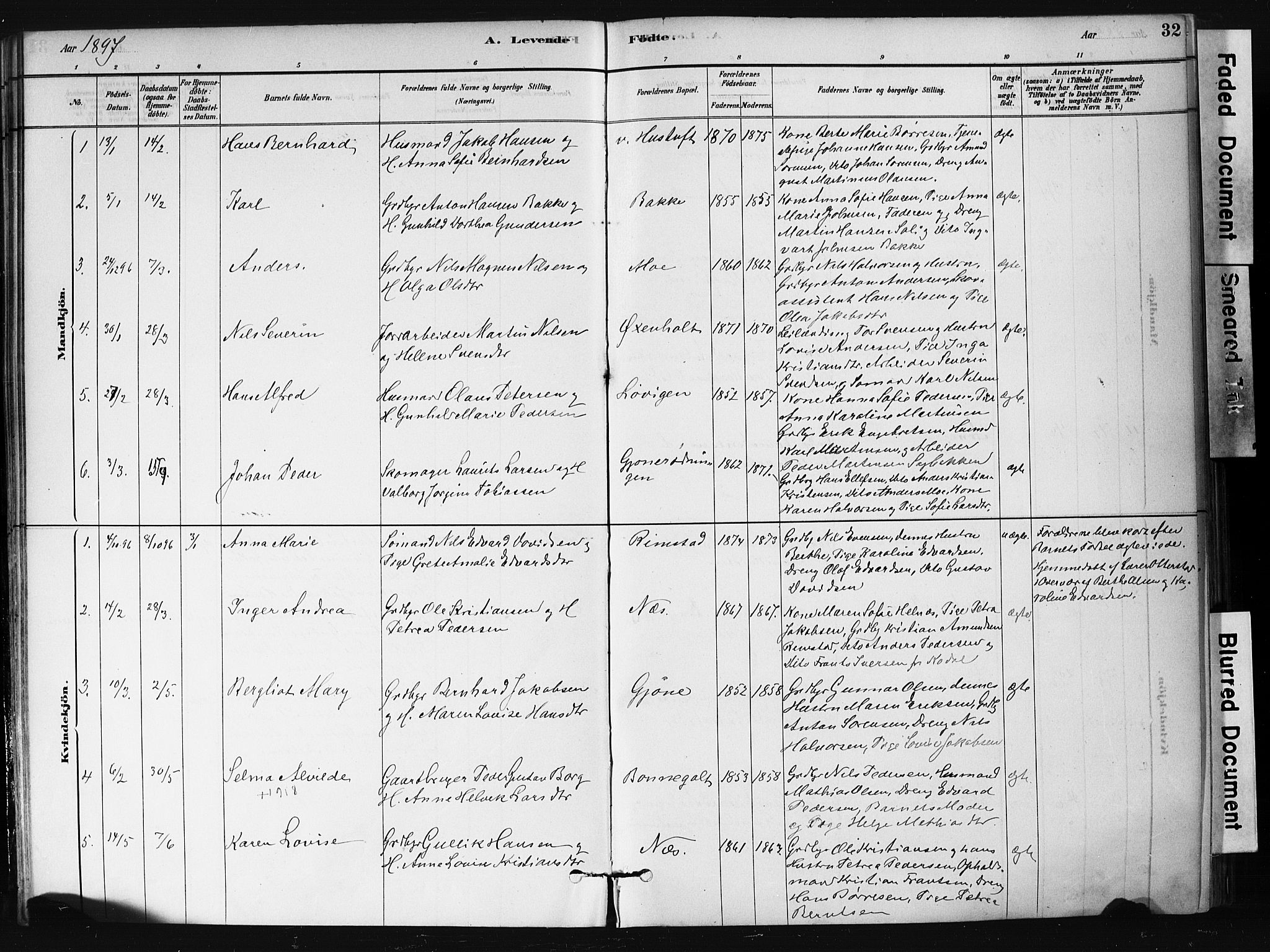 Hedrum kirkebøker, SAKO/A-344/F/Fb/L0001: Parish register (official) no. II 1, 1881-1905, p. 32