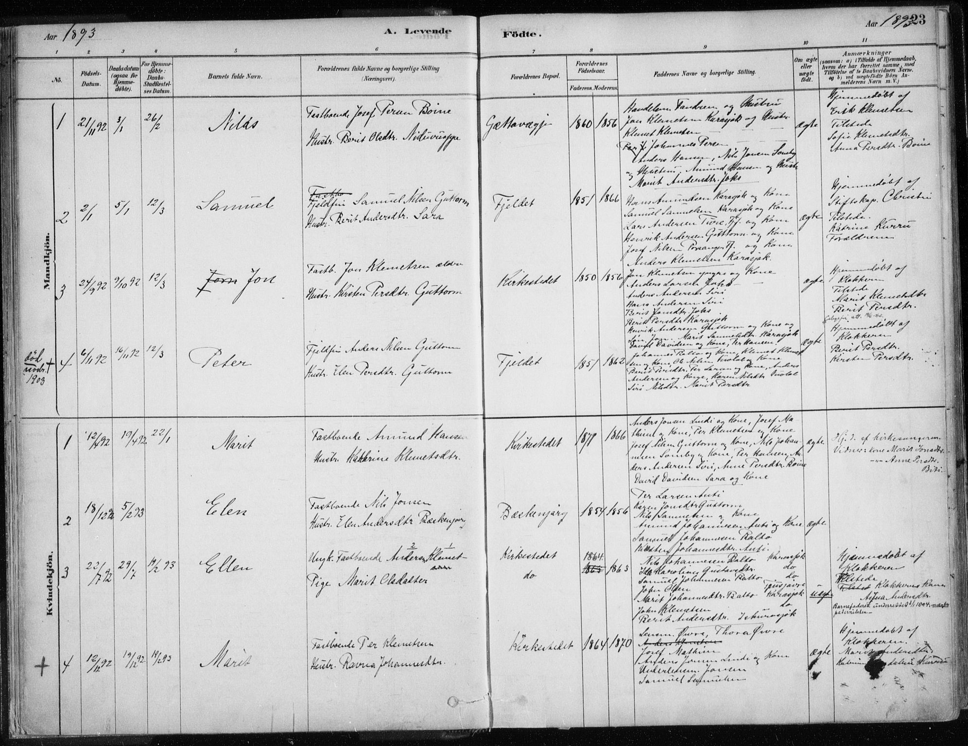 Karasjok sokneprestkontor, SATØ/S-1352/H/Ha/L0002kirke: Parish register (official) no. 2, 1885-1906, p. 23