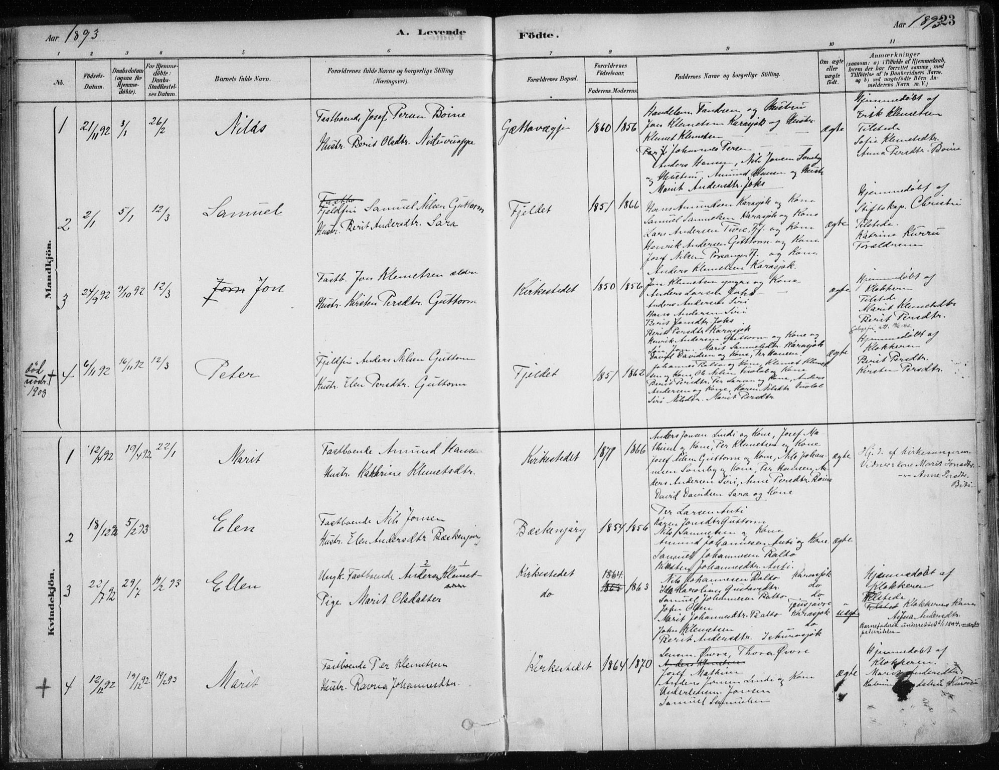 Karasjok sokneprestkontor, AV/SATØ-S-1352/H/Ha/L0002kirke: Parish register (official) no. 2, 1885-1906, p. 23