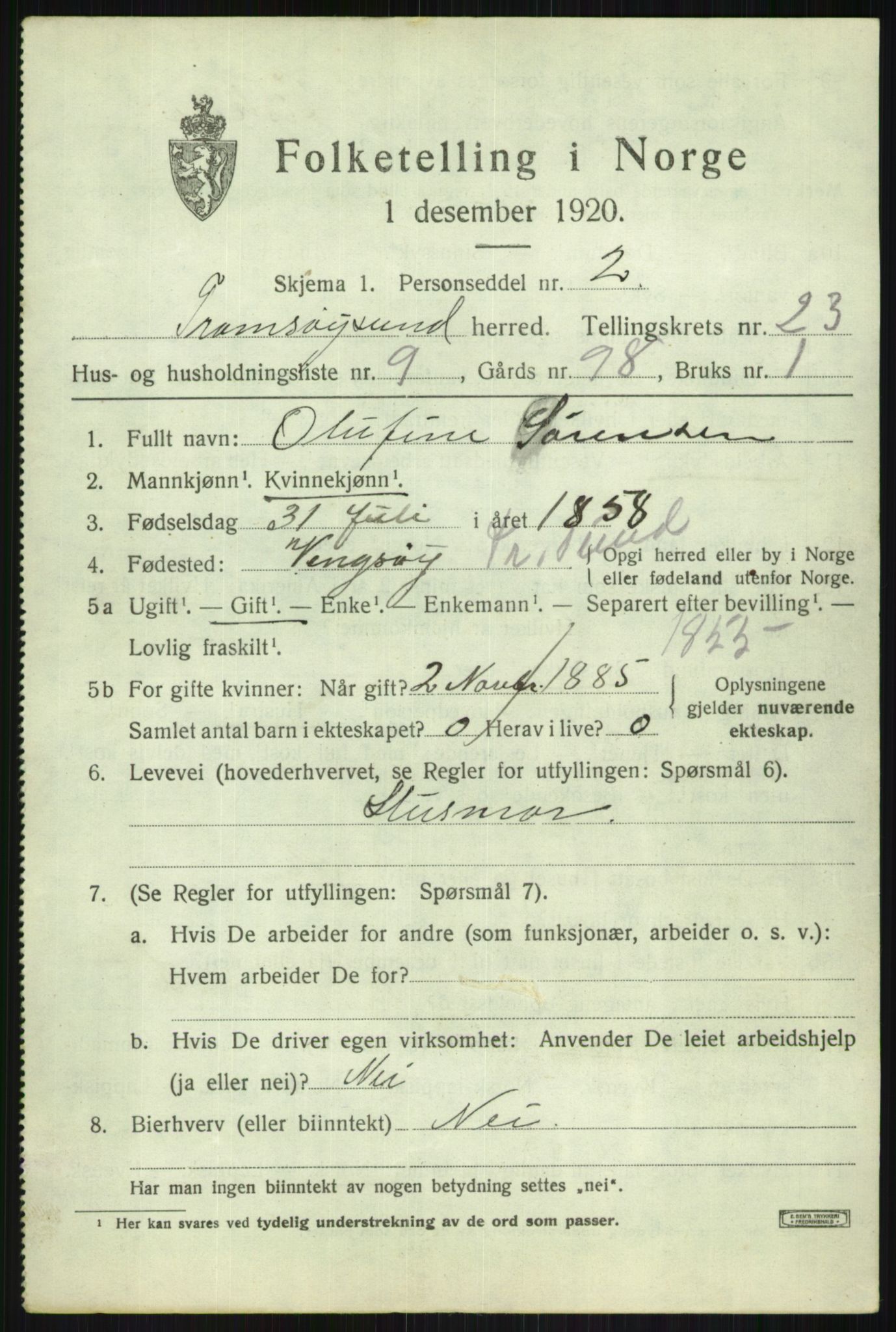 SATØ, 1920 census for Tromsøysund, 1920, p. 11730