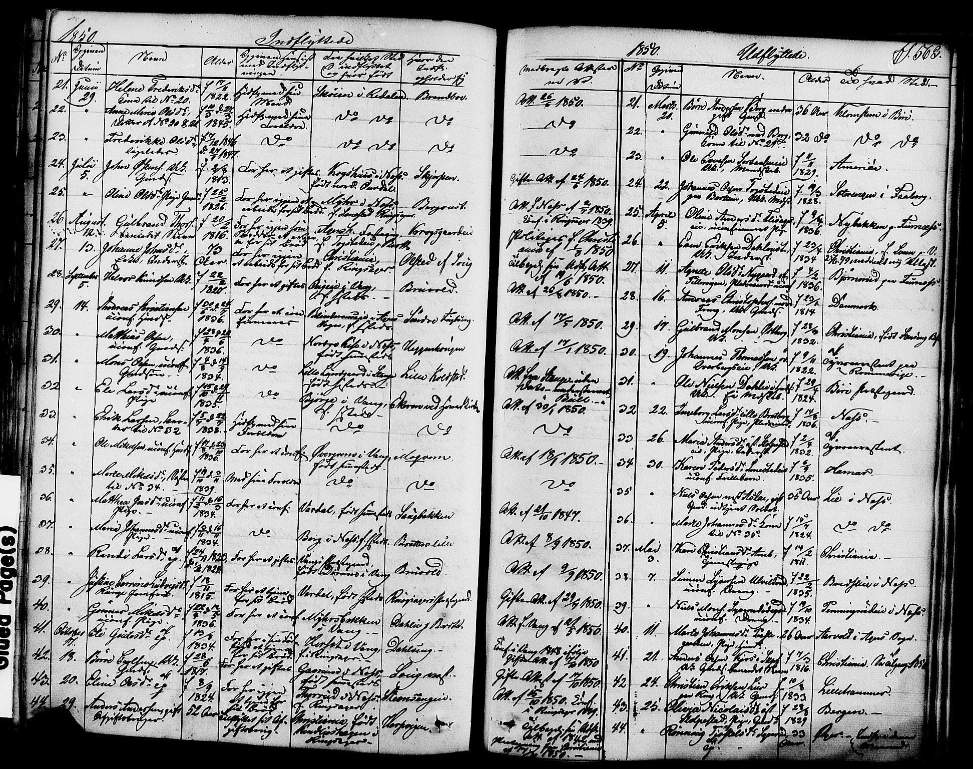 Ringsaker prestekontor, SAH/PREST-014/K/Ka/L0008: Parish register (official) no. 8, 1837-1850, p. 563