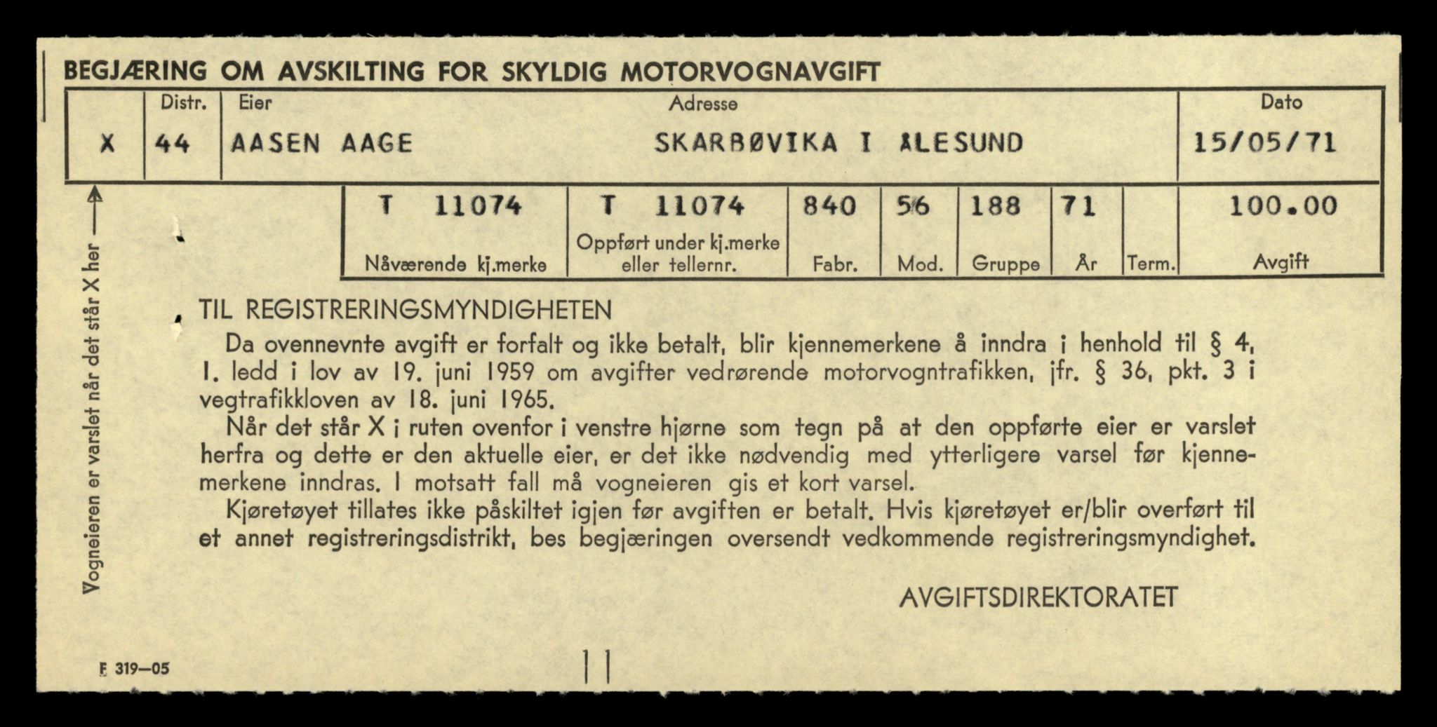 Møre og Romsdal vegkontor - Ålesund trafikkstasjon, AV/SAT-A-4099/F/Fe/L0026: Registreringskort for kjøretøy T 11046 - T 11160, 1927-1998, p. 811