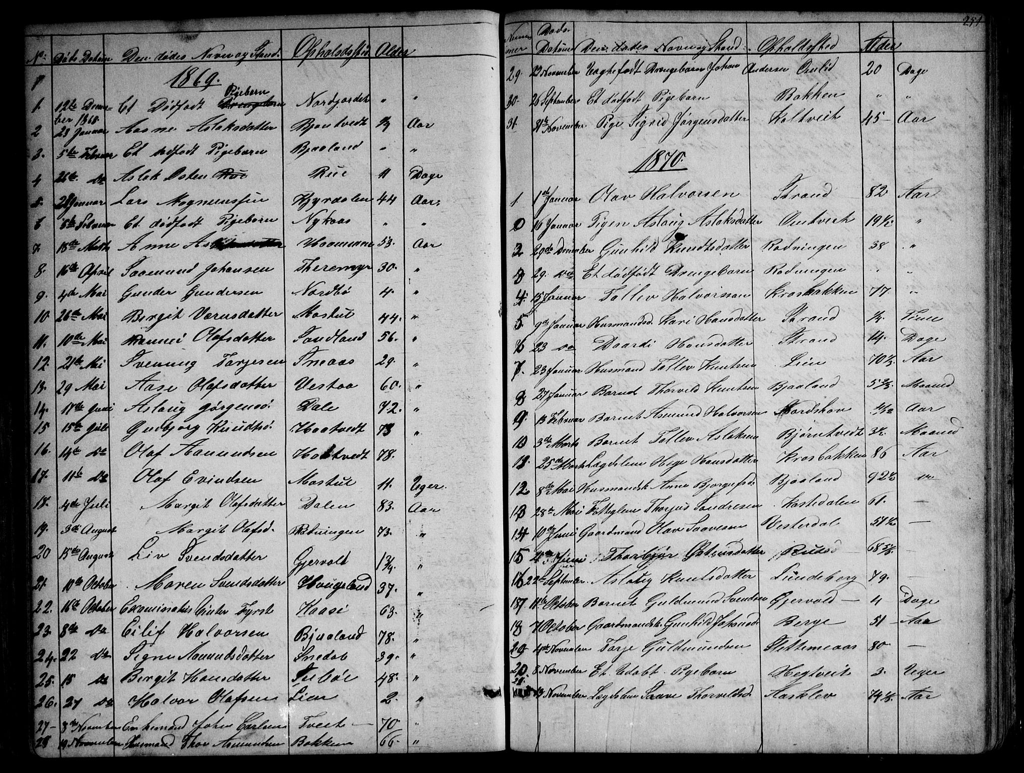 Kviteseid kirkebøker, SAKO/A-276/G/Gb/L0002: Parish register (copy) no. II 2, 1850-1892, p. 251