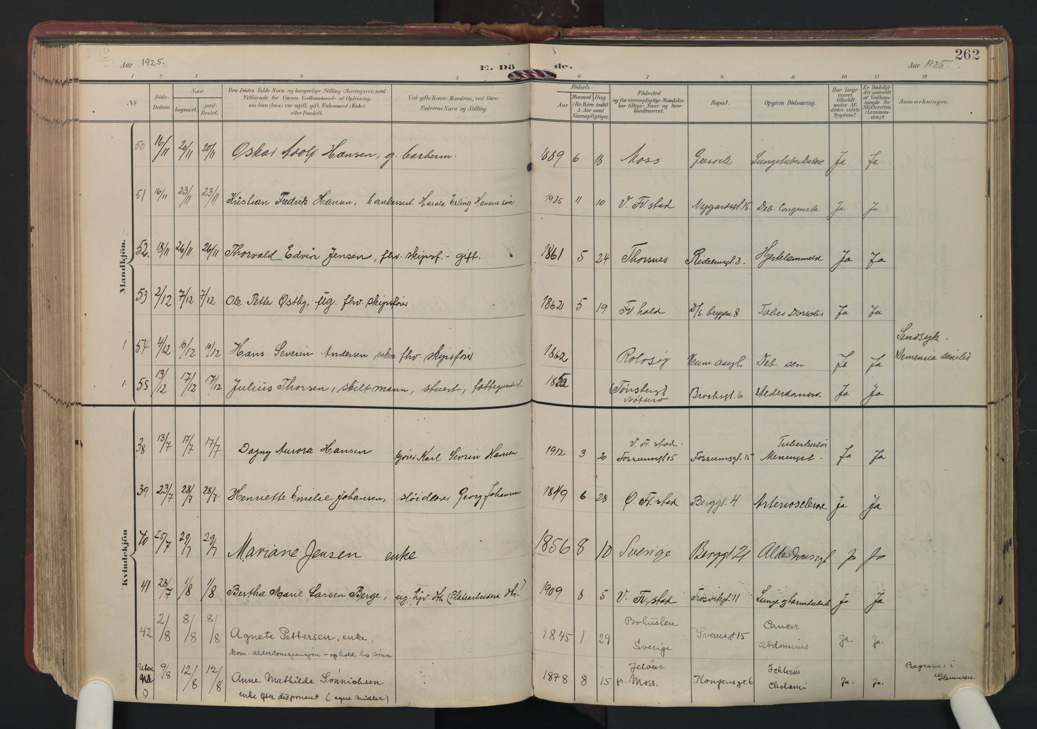 Fredrikstad domkirkes prestekontor Kirkebøker, AV/SAO-A-10906/F/Fa/L0008: Parish register (official) no. I 8, 1902-1936, p. 262
