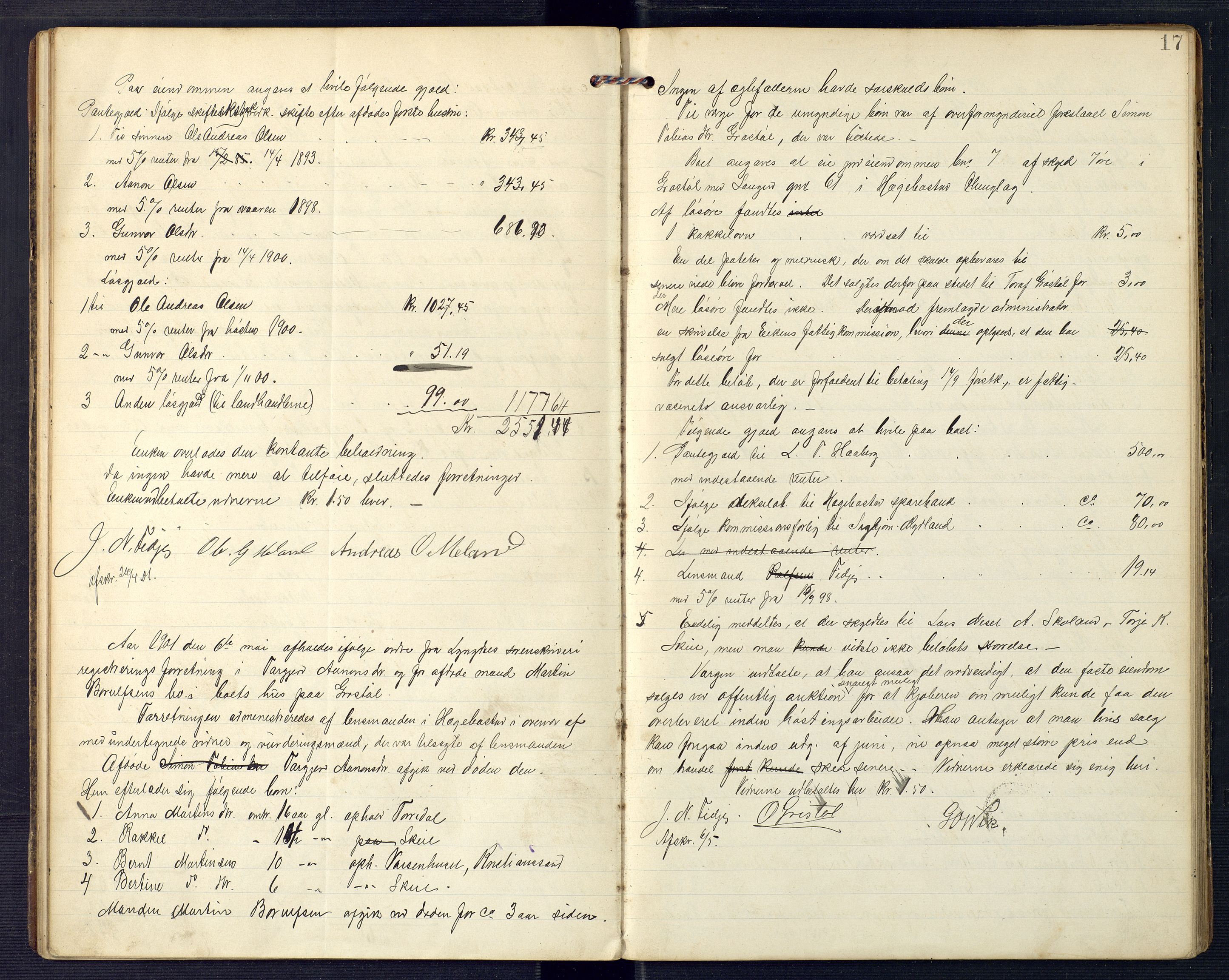 Lyngdal sorenskriveri, AV/SAK-1221-0004/H/Hc/L0862: Skifteregistreringsprotokoll nr. 12, Hægebostad tinglag, 1898-1905, p. 16b-17a