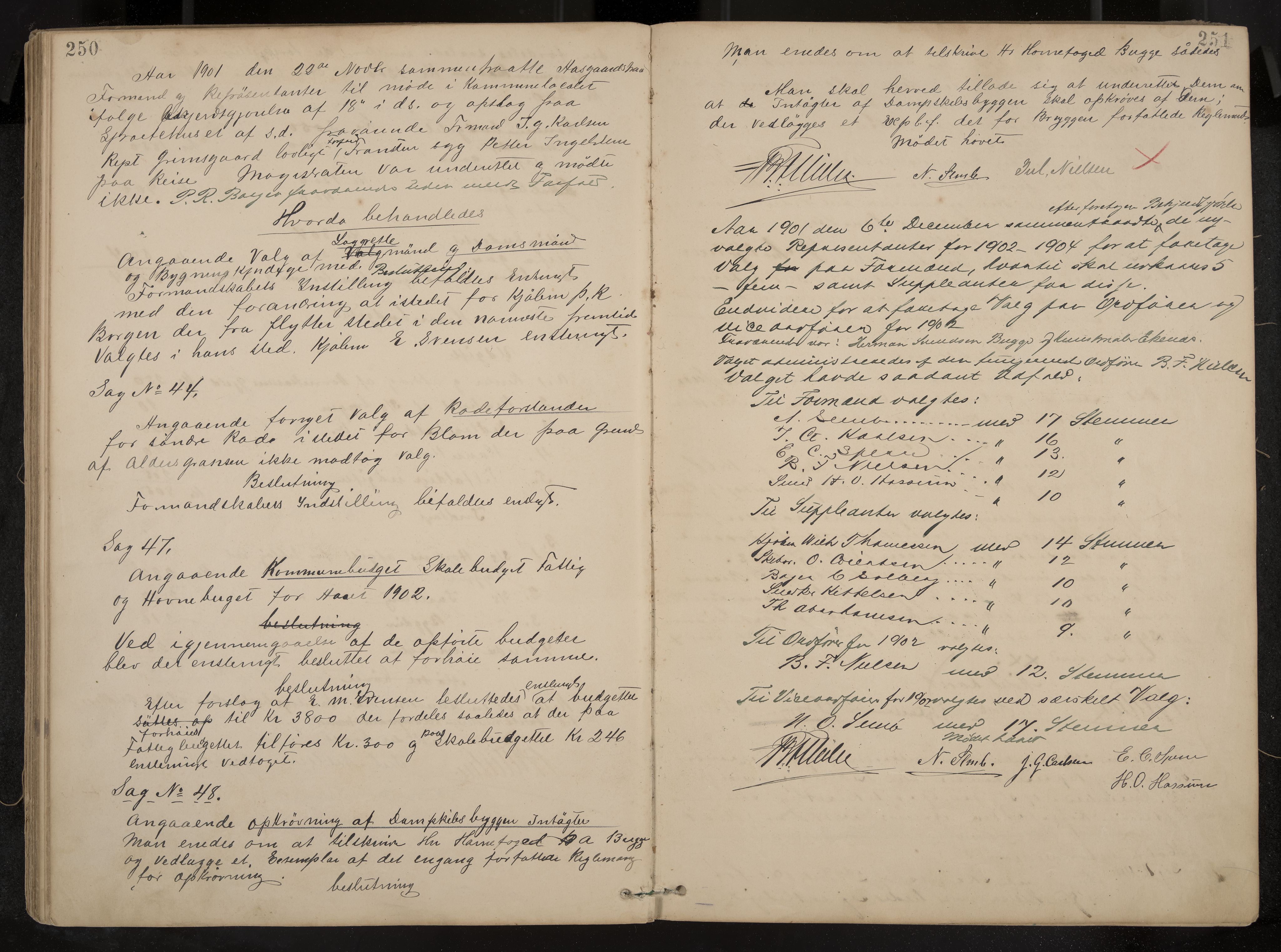 Åsgårdstrand formannskap og sentraladministrasjon, IKAK/0704021/A/L0003: Møtebok med register, 1890-1908, p. 250-251