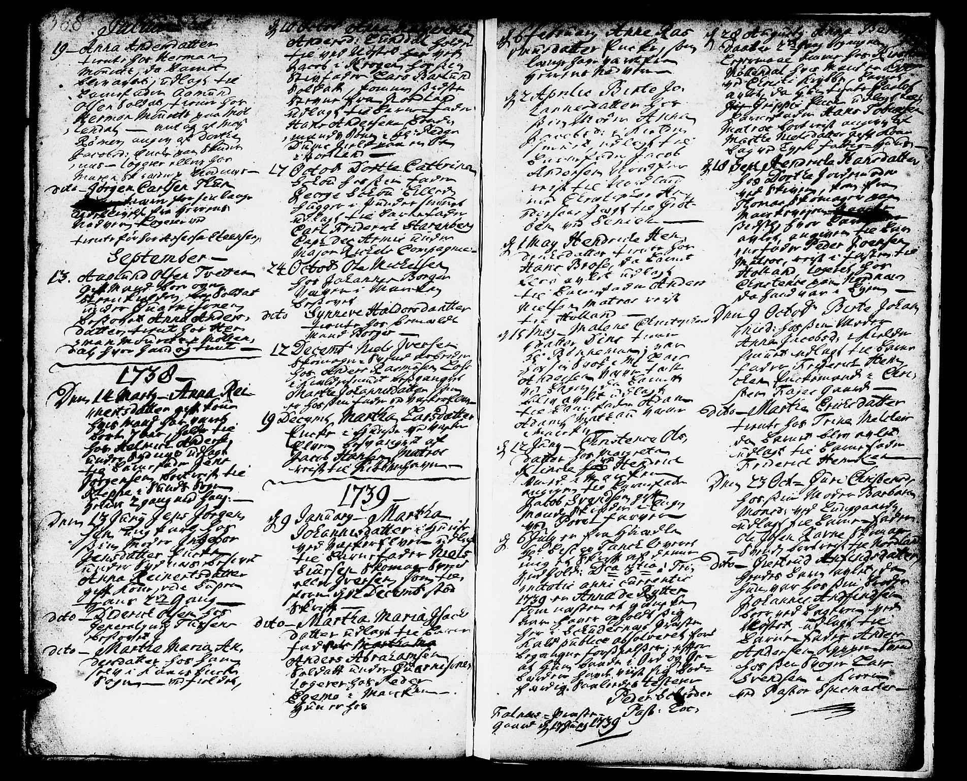 Domkirken sokneprestembete, AV/SAB-A-74801/H/Haa/L0002: Parish register (official) no. A 2, 1733-1750, p. 368-369