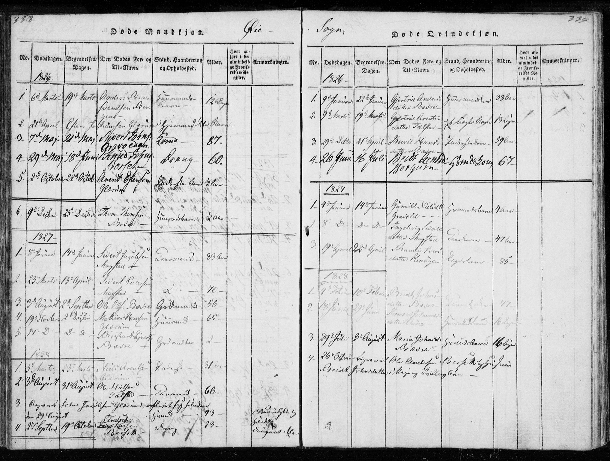 Ministerialprotokoller, klokkerbøker og fødselsregistre - Møre og Romsdal, AV/SAT-A-1454/595/L1041: Parish register (official) no. 595A03, 1819-1829, p. 338-339