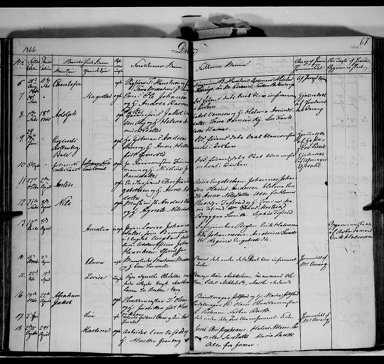 Vang prestekontor, Hedmark, AV/SAH-PREST-008/H/Ha/Haa/L0011: Parish register (official) no. 11, 1852-1877, p. 67