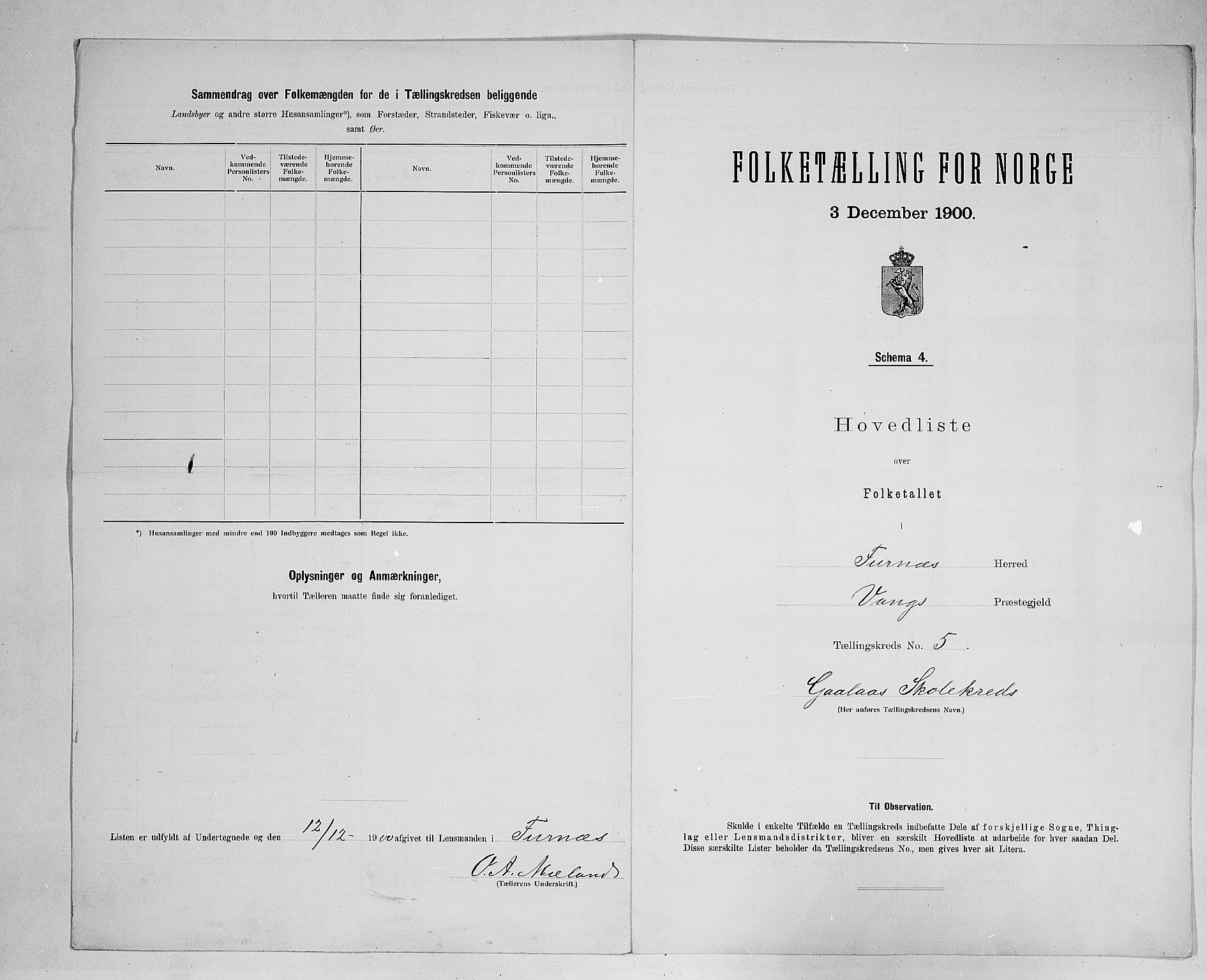 SAH, 1900 census for Furnes, 1900, p. 25