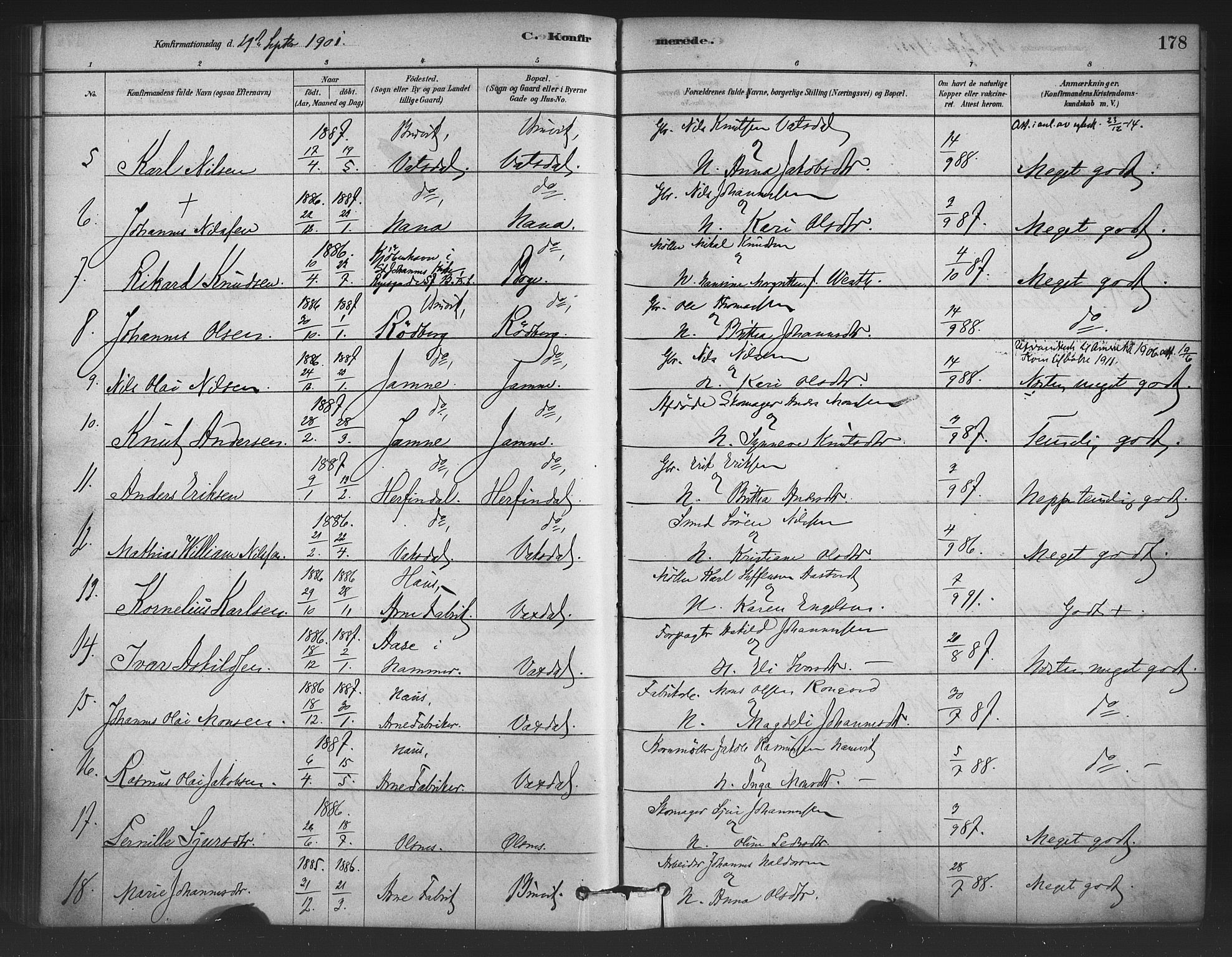 Bruvik Sokneprestembete, AV/SAB-A-74701/H/Haa: Parish register (official) no. B 1, 1878-1904, p. 178