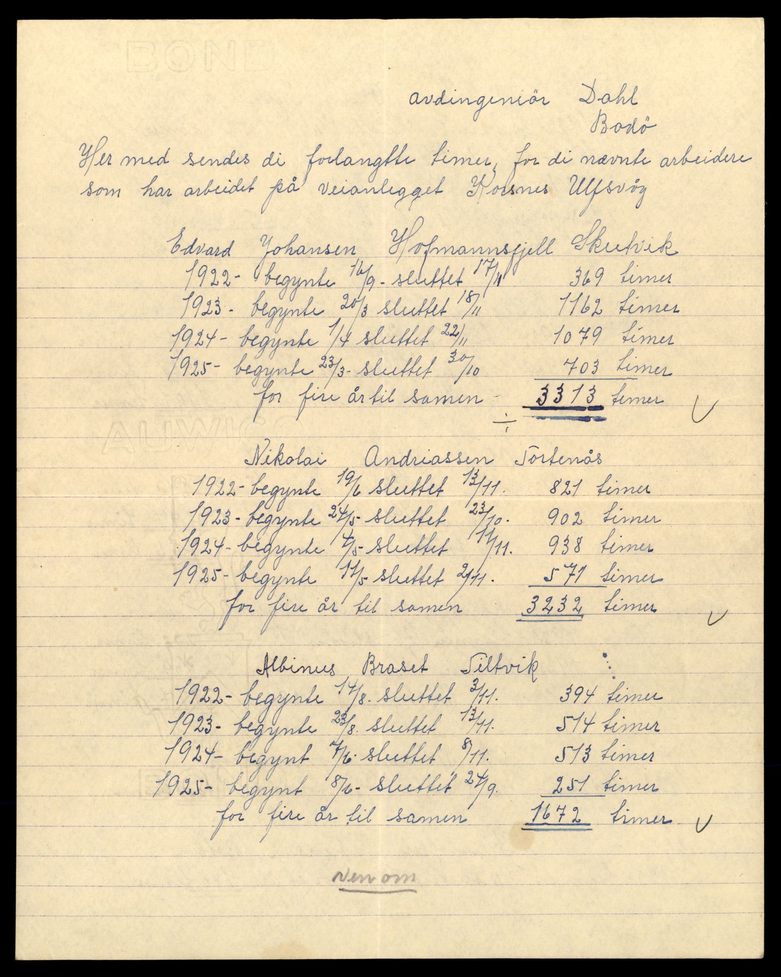 Nordland vegkontor, AV/SAT-A-4181/F/Fa/L0030: Hamarøy/Tysfjord, 1885-1948, p. 292