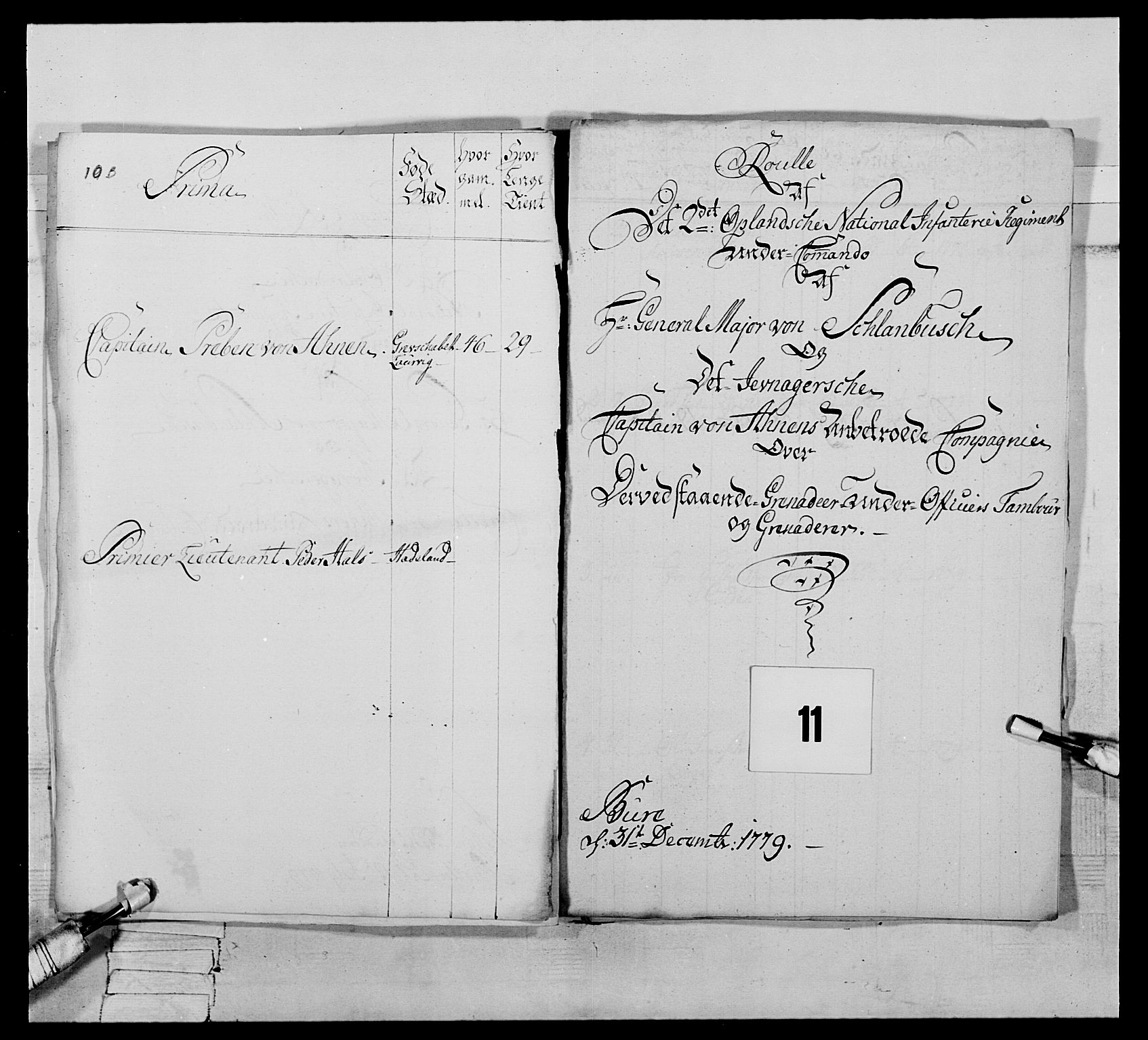Generalitets- og kommissariatskollegiet, Det kongelige norske kommissariatskollegium, AV/RA-EA-5420/E/Eh/L0064: 2. Opplandske nasjonale infanteriregiment, 1774-1784, p. 487