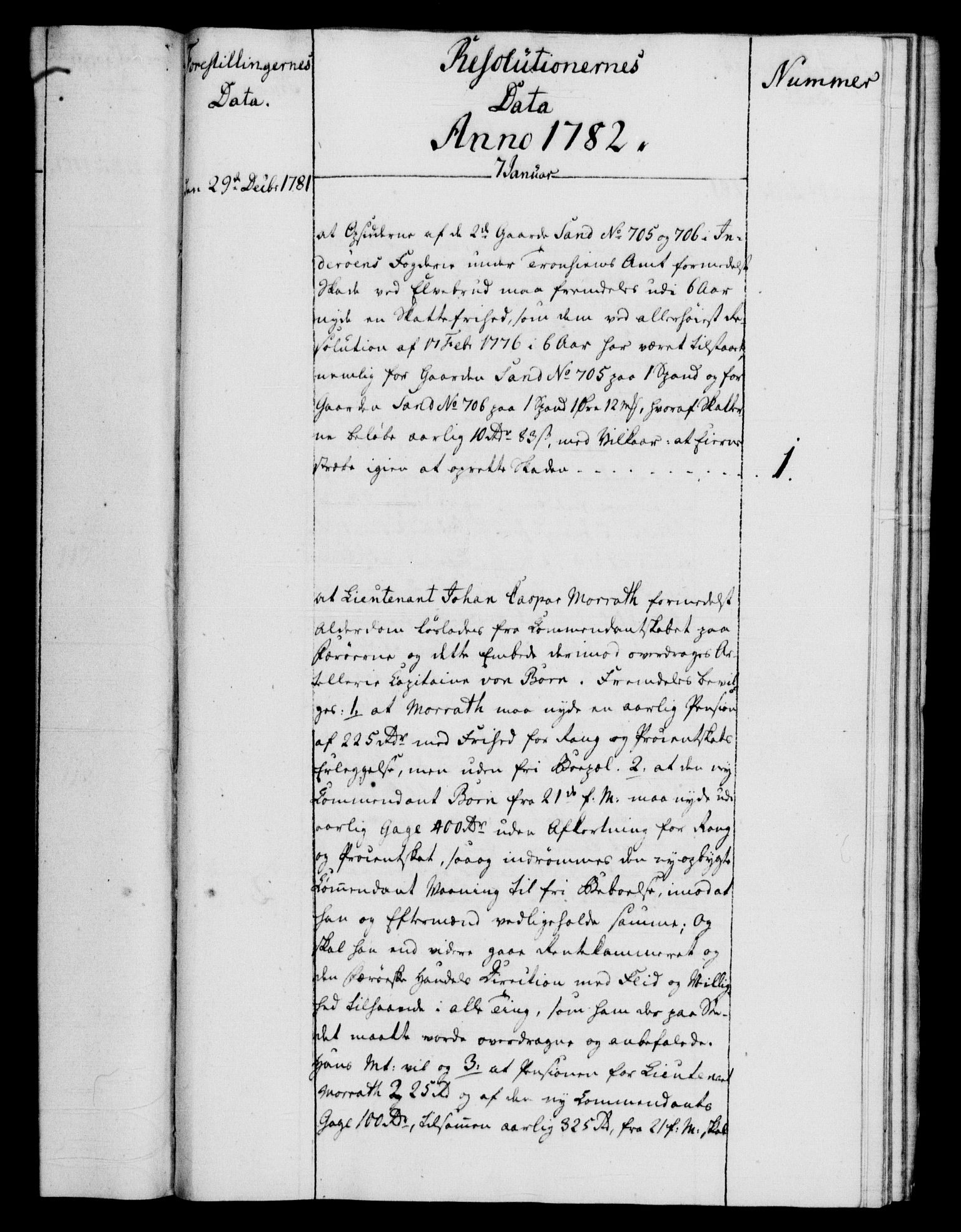 Rentekammeret, Kammerkanselliet, RA/EA-3111/G/Gf/Gfb/L0011: Register til norske relasjons- og resolusjonsprotokoller (merket RK 52.106), 1781-1782, p. 134
