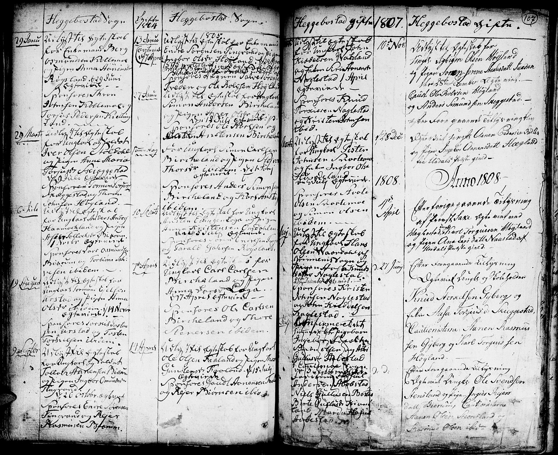 Hægebostad sokneprestkontor, AV/SAK-1111-0024/F/Fa/Faa/L0001: Parish register (official) no. A 1 /1, 1760-1820, p. 107