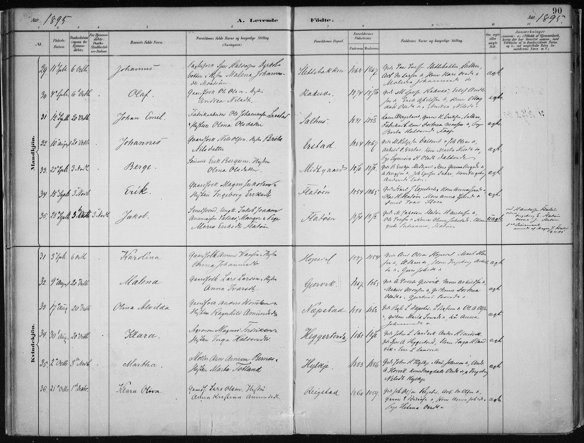 Hamre sokneprestembete, AV/SAB-A-75501/H/Ha/Haa/Haab/L0001: Parish register (official) no. B  1, 1882-1905, p. 90