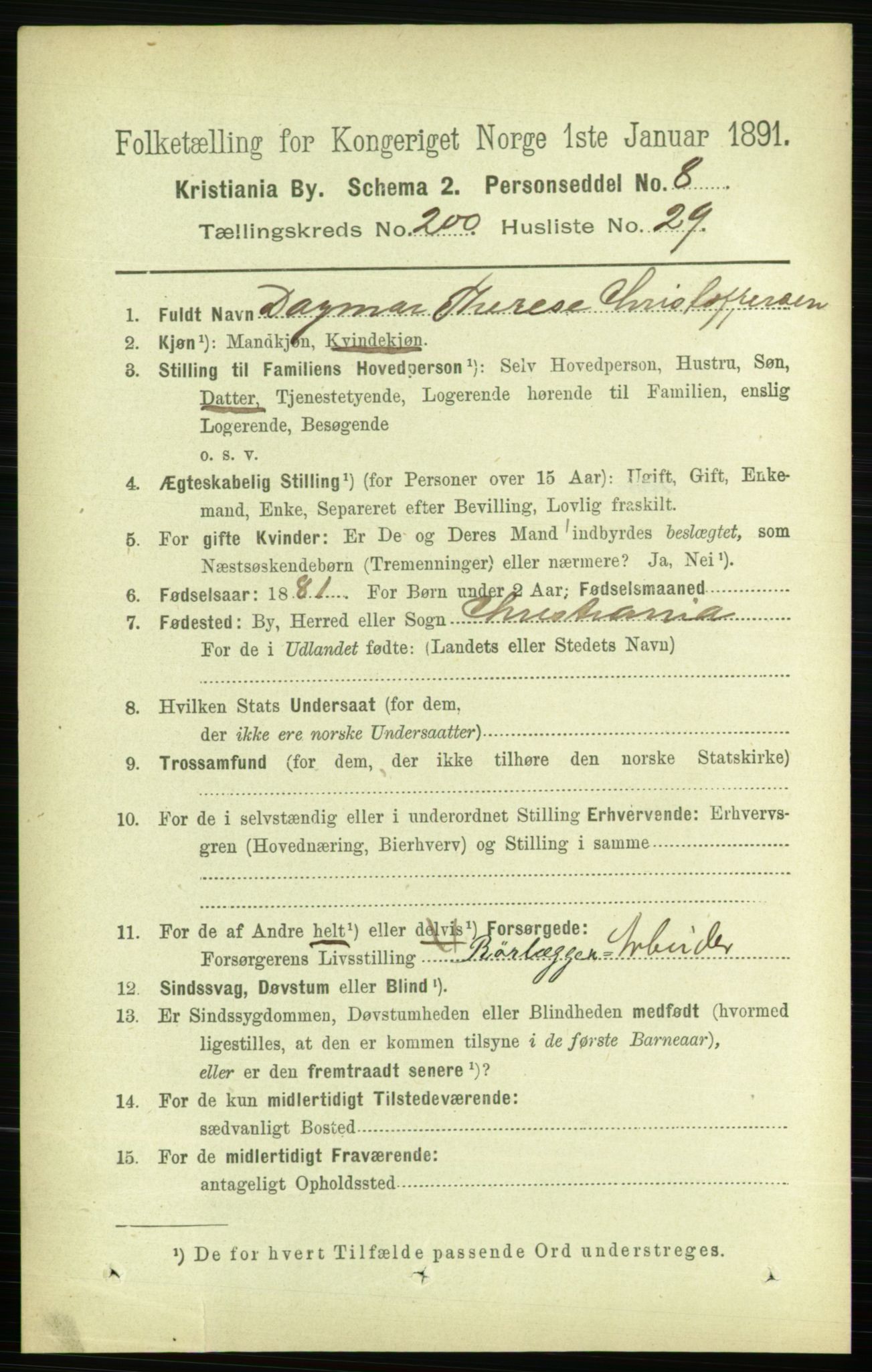 RA, 1891 census for 0301 Kristiania, 1891, p. 120643