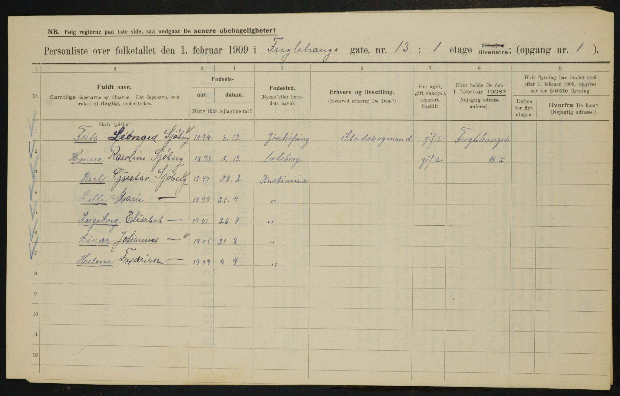 OBA, Municipal Census 1909 for Kristiania, 1909, p. 25917