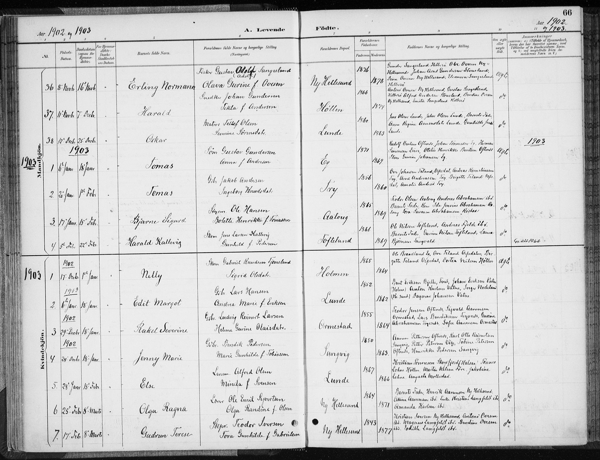 Søgne sokneprestkontor, AV/SAK-1111-0037/F/Fa/Fab/L0013: Parish register (official) no. A 13, 1892-1911, p. 66