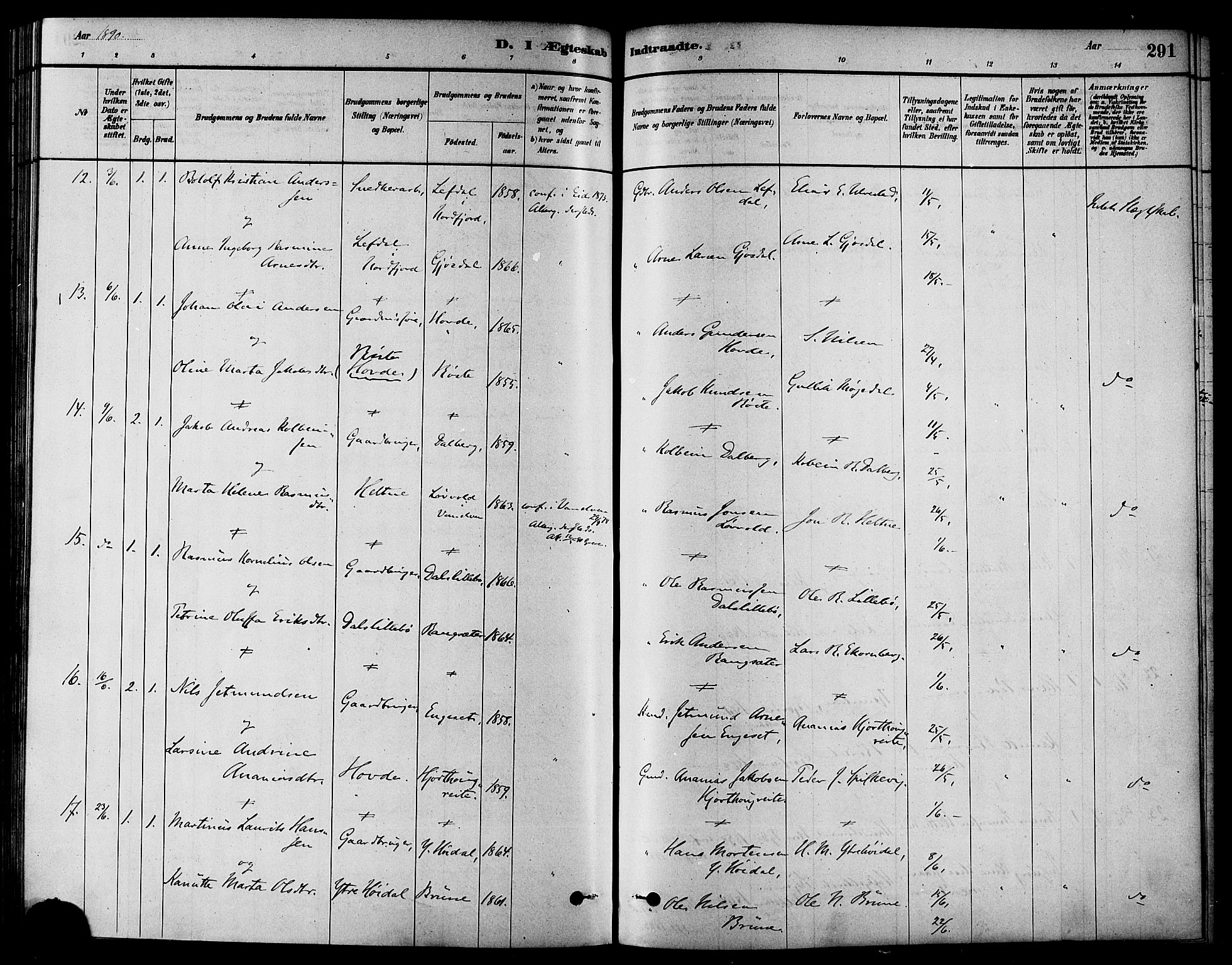 Ministerialprotokoller, klokkerbøker og fødselsregistre - Møre og Romsdal, AV/SAT-A-1454/511/L0141: Parish register (official) no. 511A08, 1878-1890, p. 291